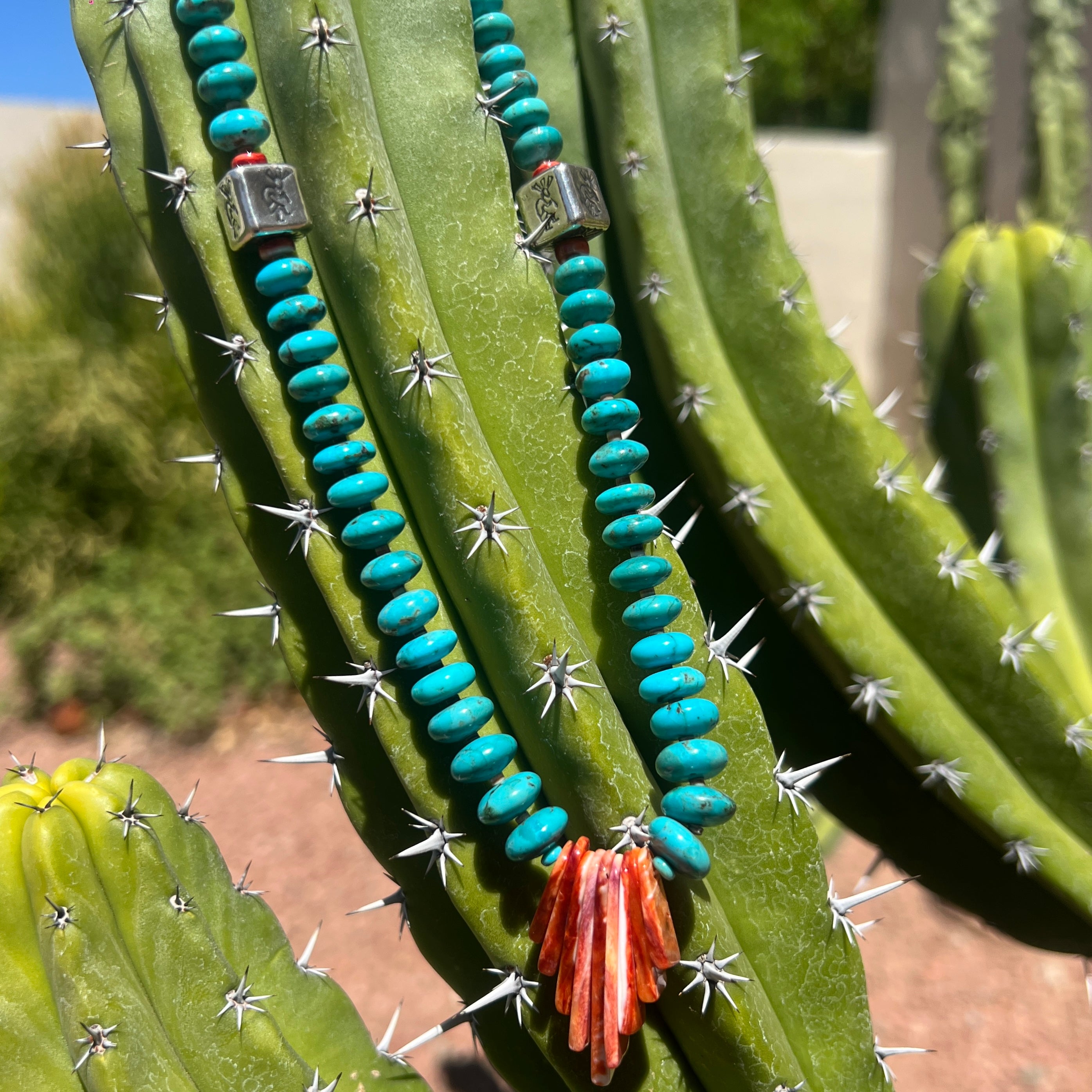 Rare Sleeping Beauty Turquoise, Coral, and Red Spiny Oyster Necklace Santo Domingo