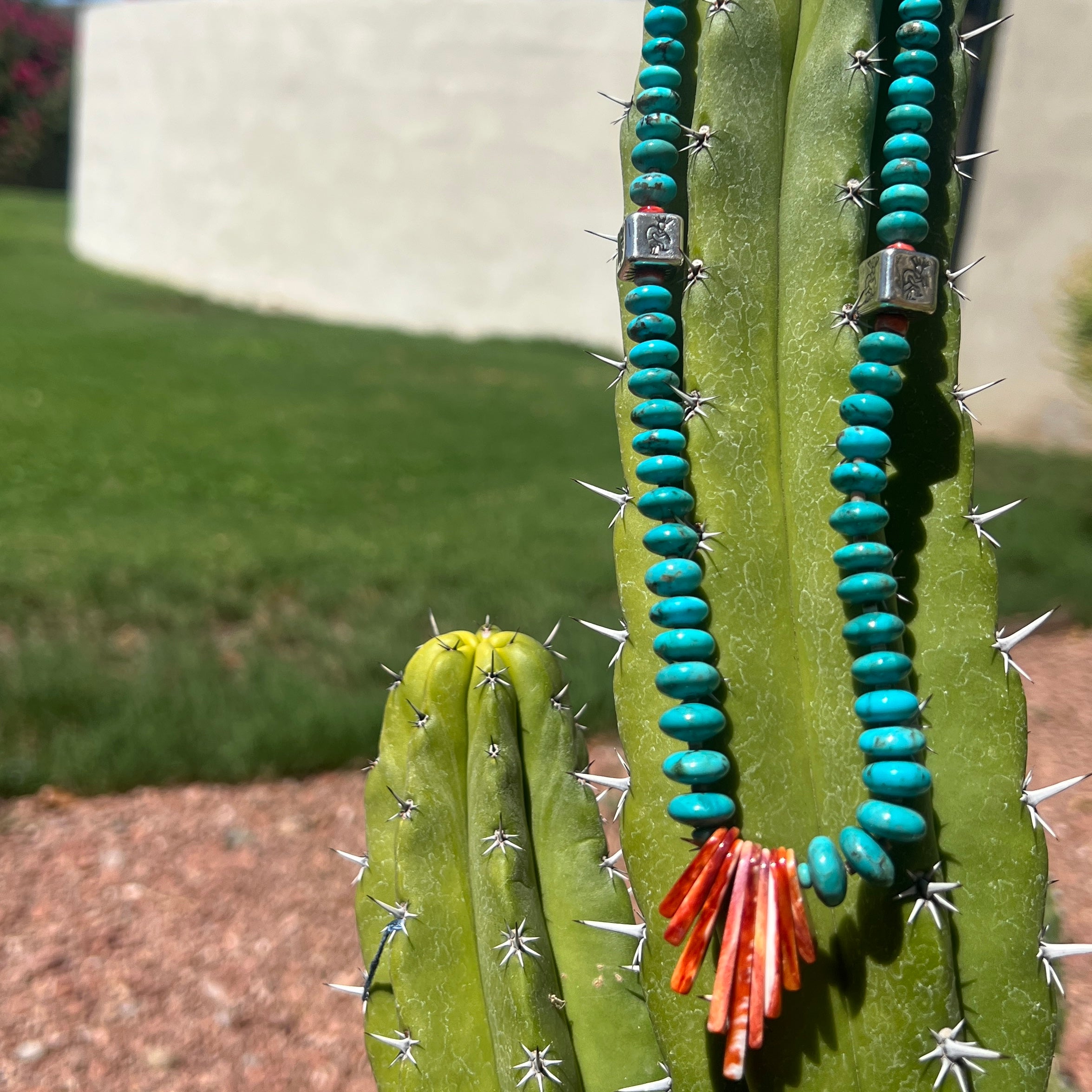 Rare Sleeping Beauty Turquoise, Coral, and Red Spiny Oyster Necklace Santo Domingo