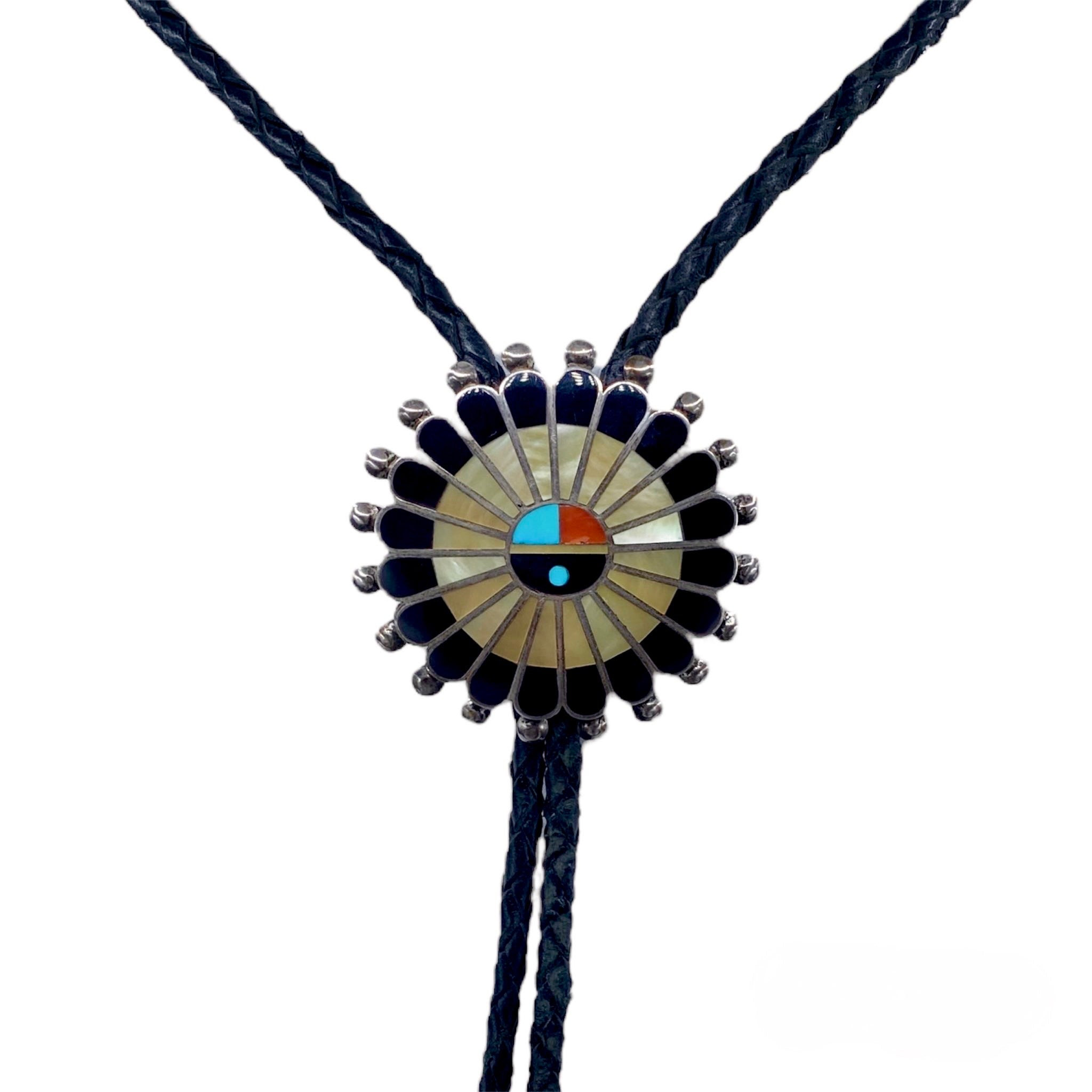 Zuni Sunface Vintage Silver Bolo Tie