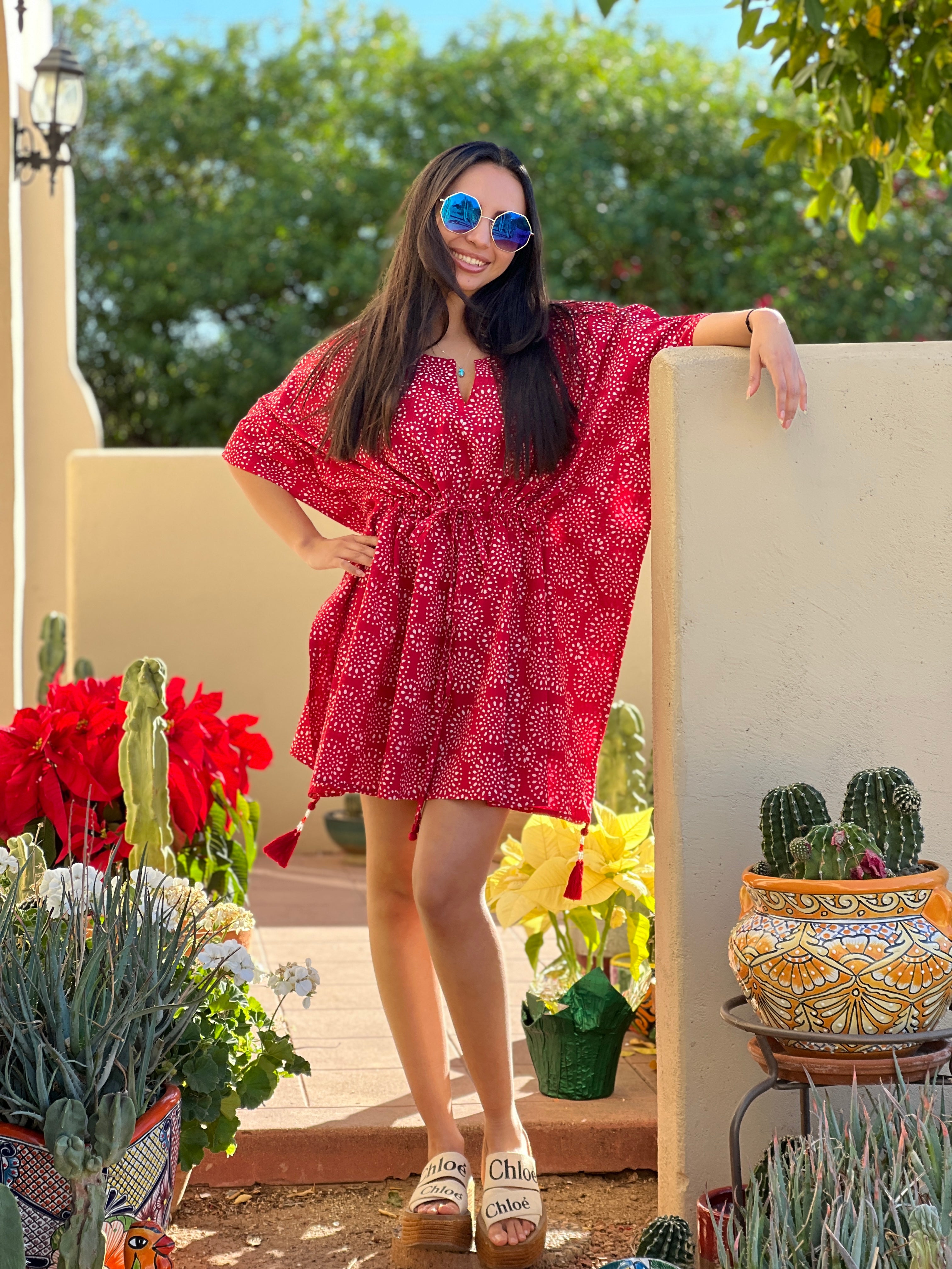 Ronnie Red Short Cotton Kaftan Store Credit or Exchange