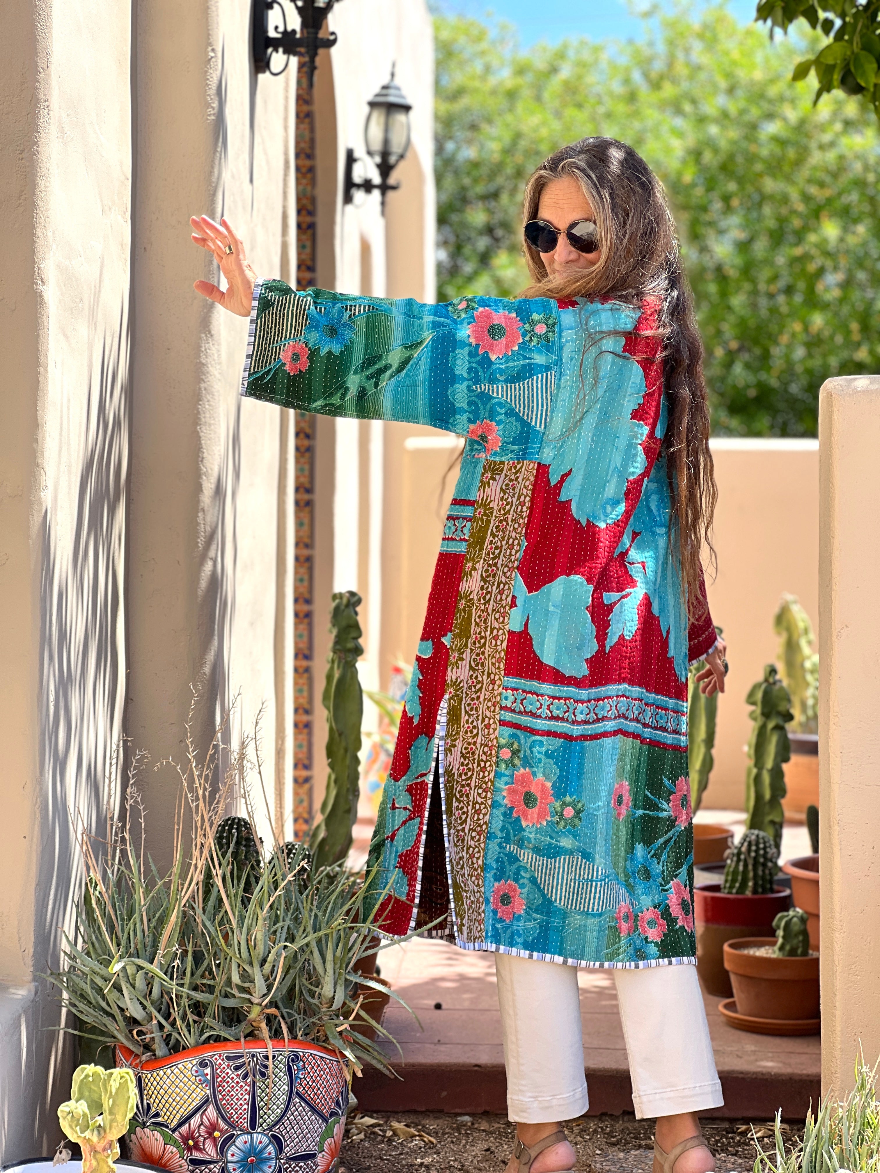 Aiukli cotton vintage quilted kantha coat One of a Kind