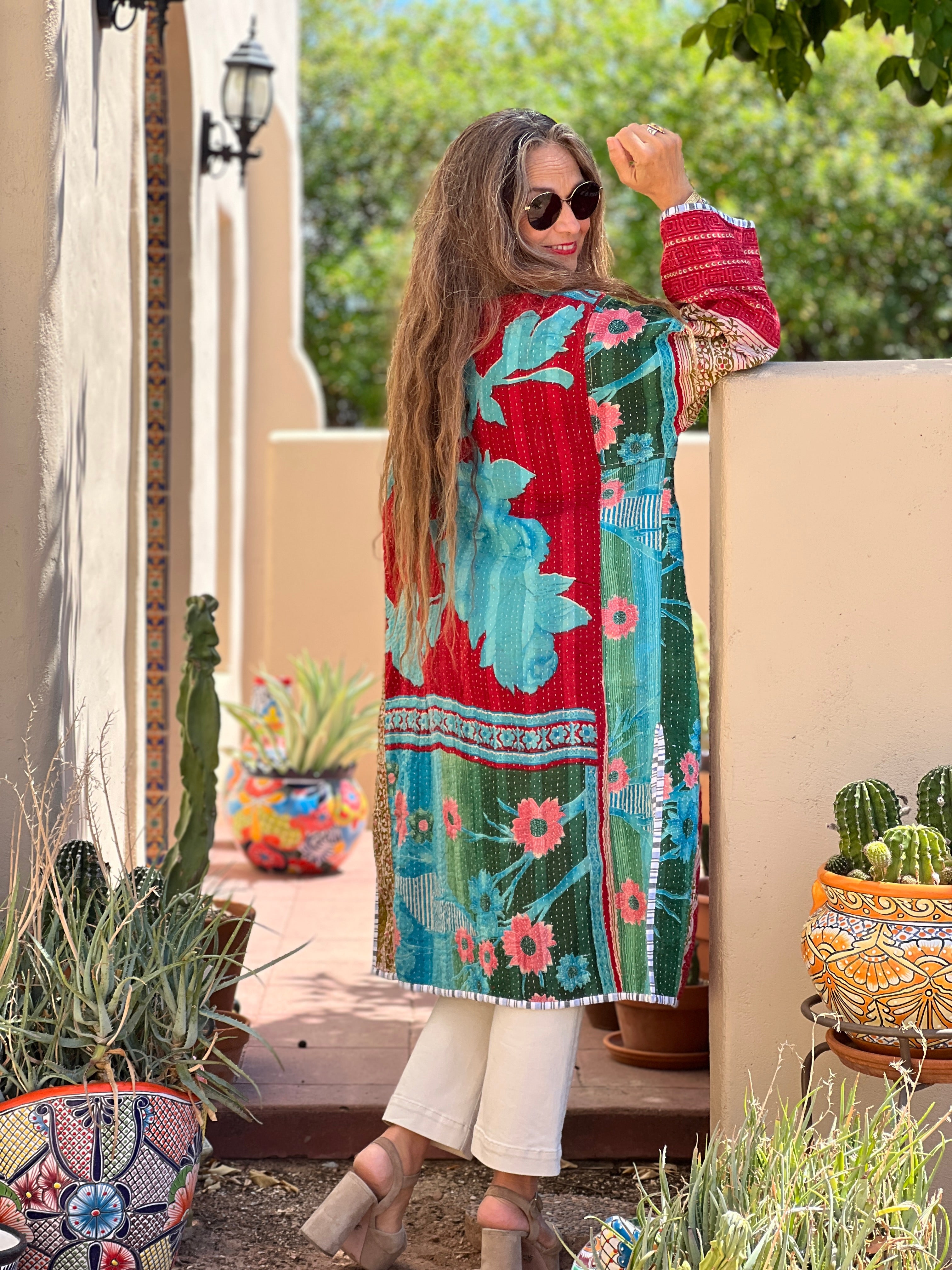 Aiukli cotton vintage quilted kantha coat One of a Kind