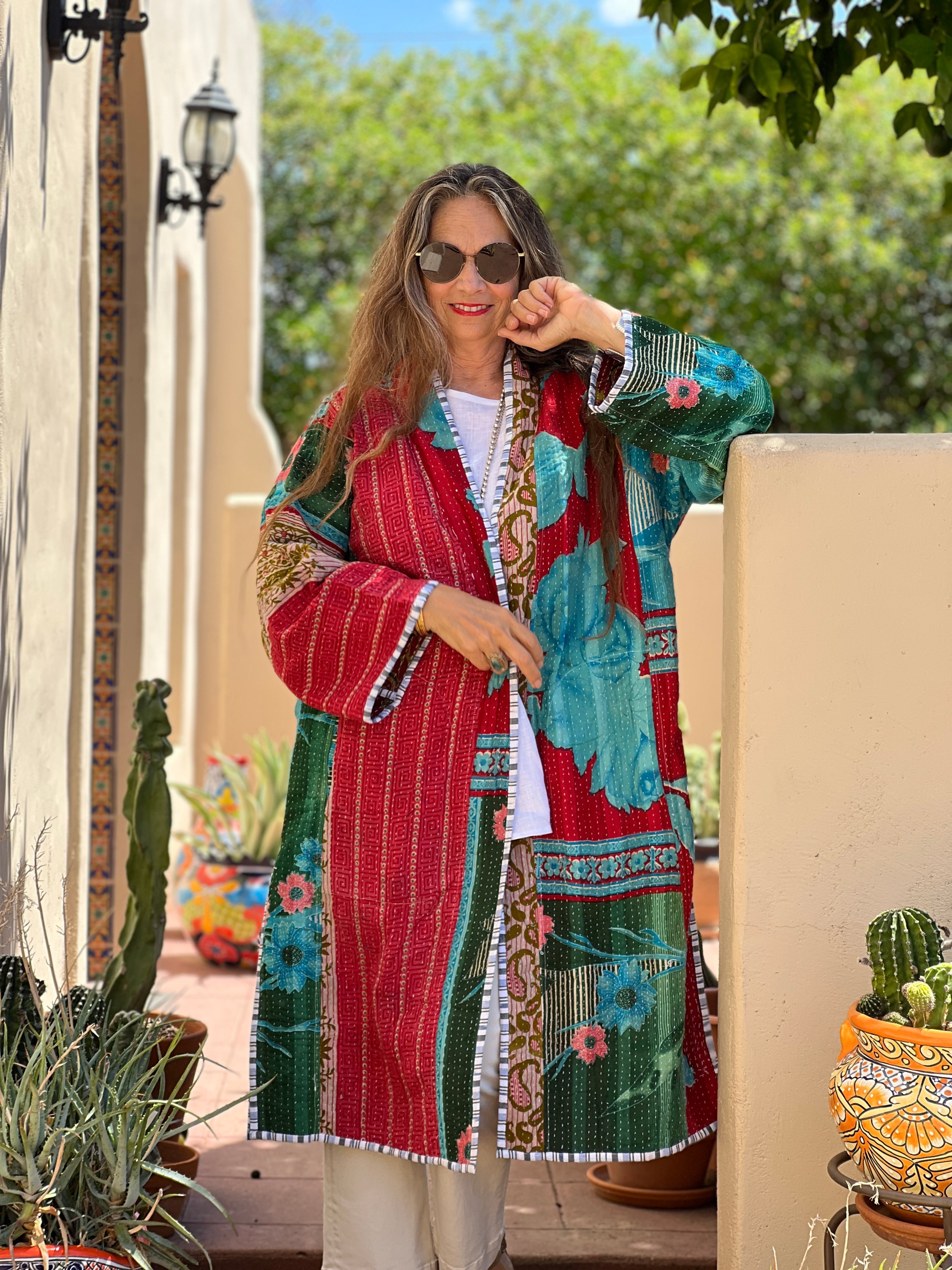 Aiukli cotton vintage quilted kantha coat One of a Kind