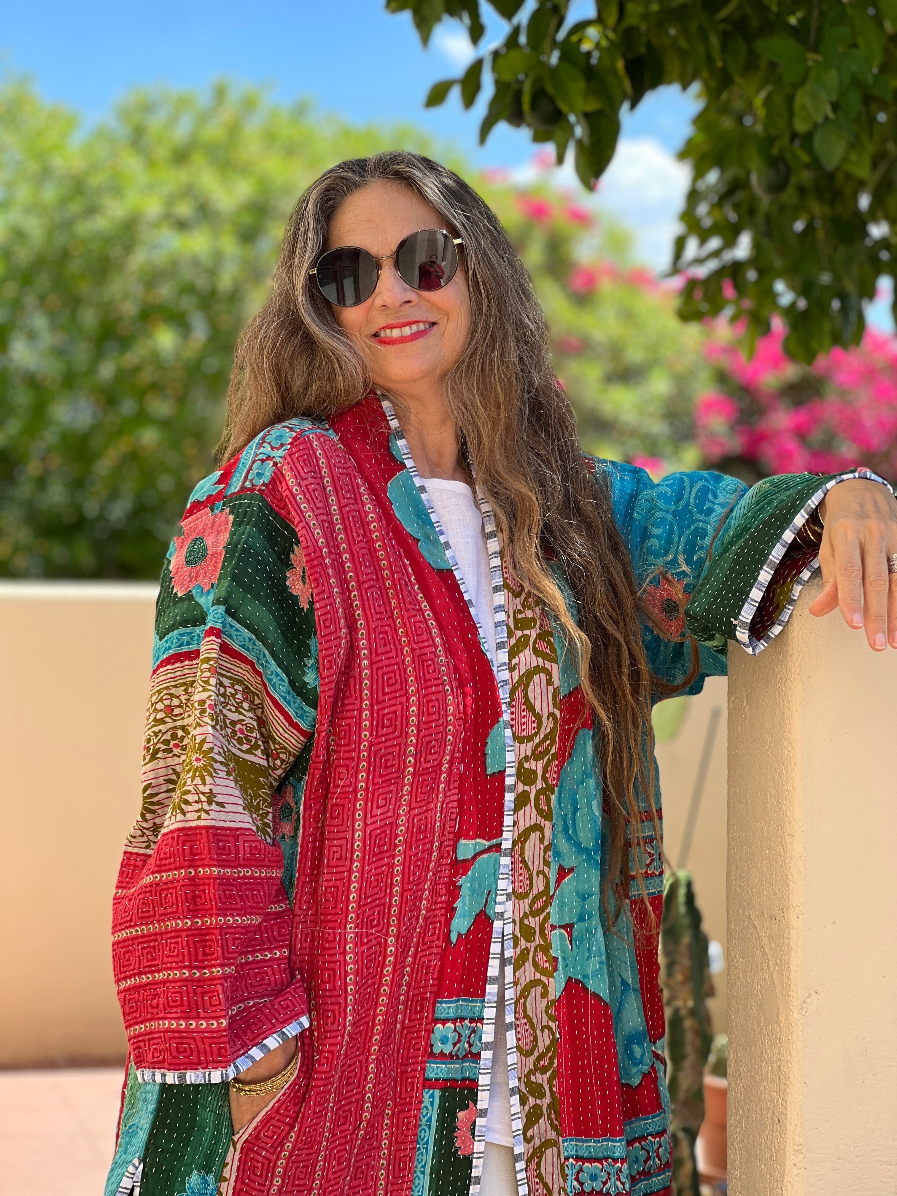 Aiukli cotton vintage quilted kantha coat One of a Kind