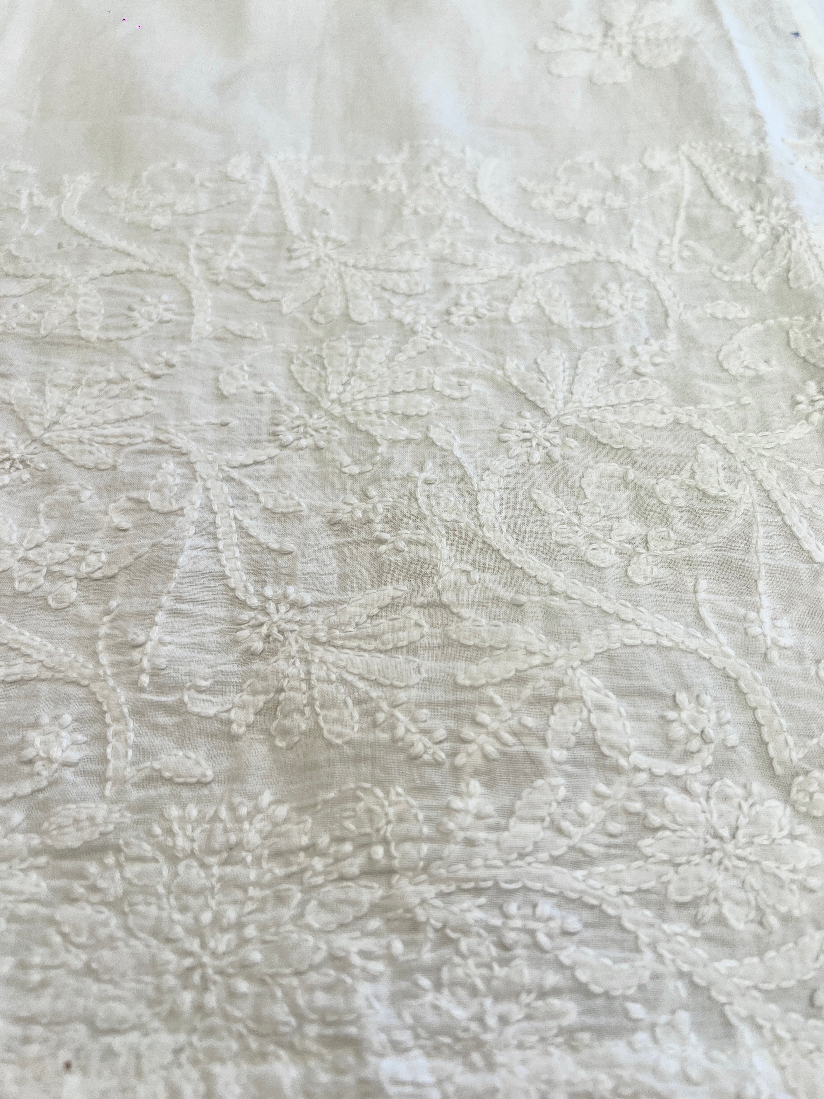 Lucky Lucknow White Embroidered Maxi Kaftan