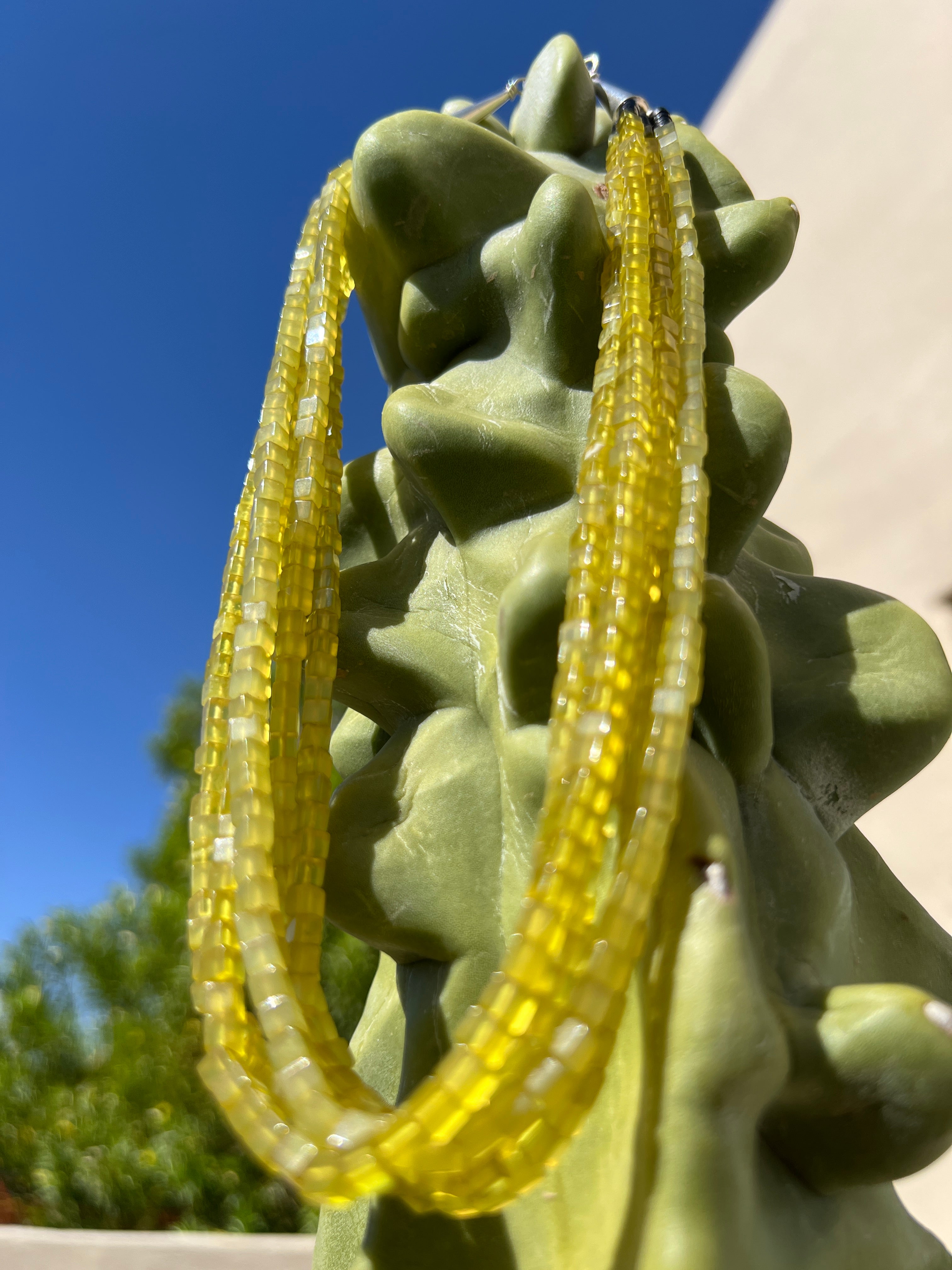 Yellow Serpentine and Heishi Six Strand Necklace Santo Domingo
