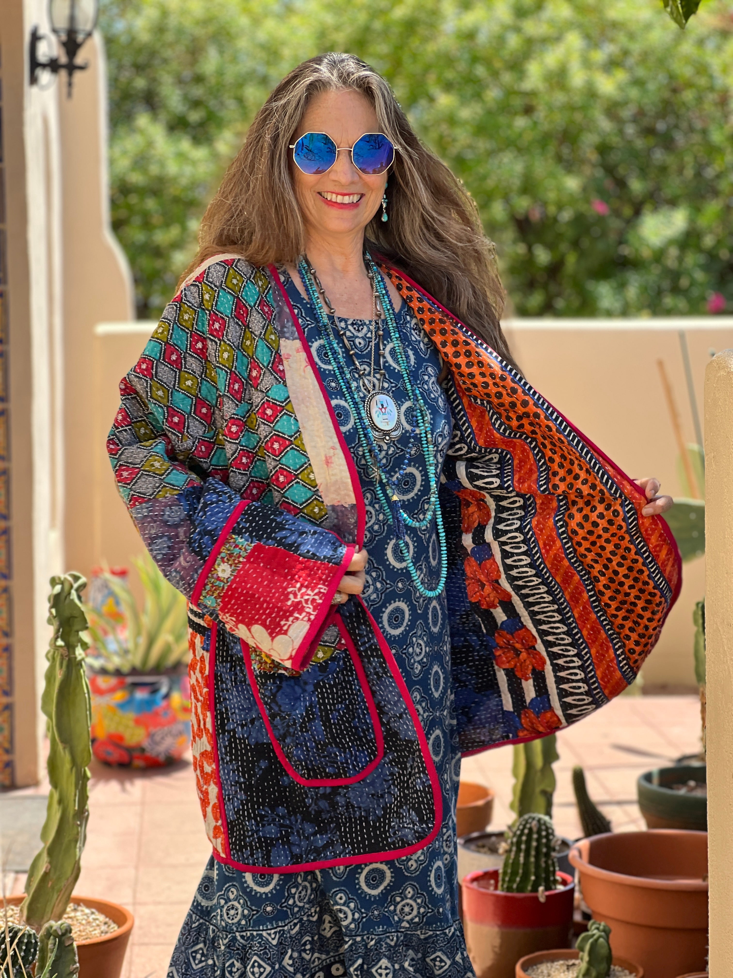 Diu Kantha Quilted Cotton Jacket Reversible One of a Kind