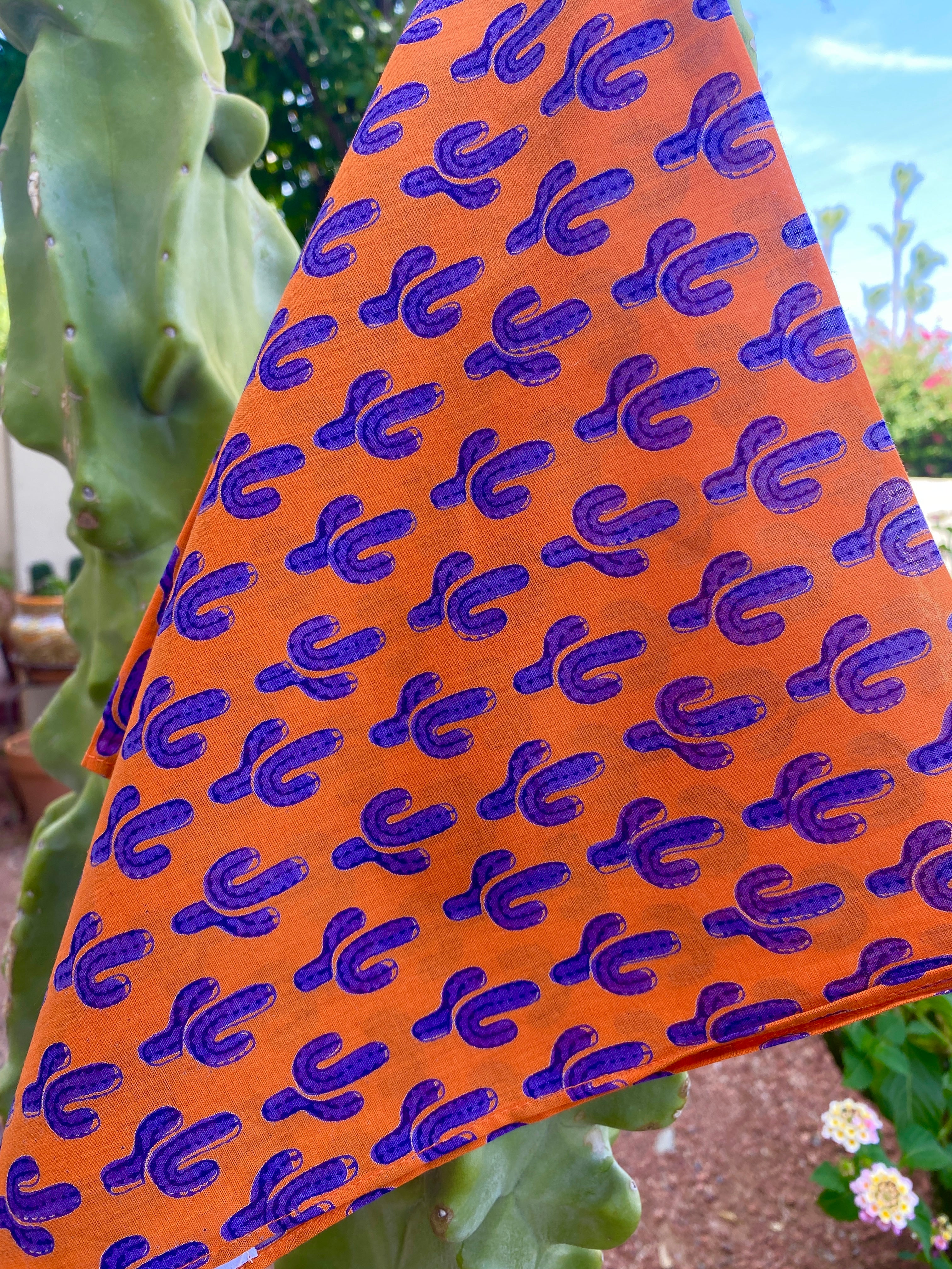 Prickly Pax Phoenix Purple Cactus Cotton Bandana