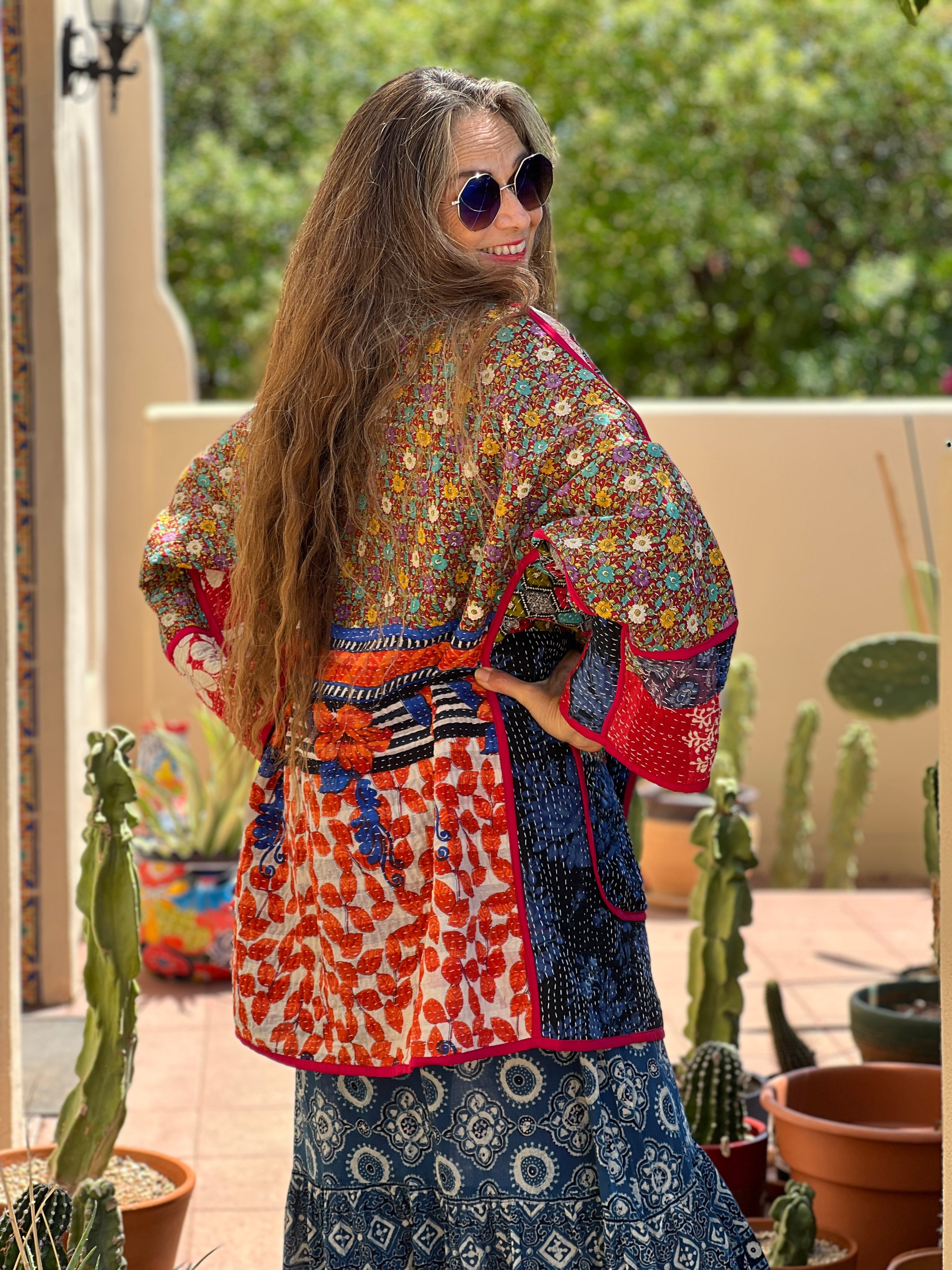 Diu Kantha Quilted Cotton Jacket Reversible One of a Kind