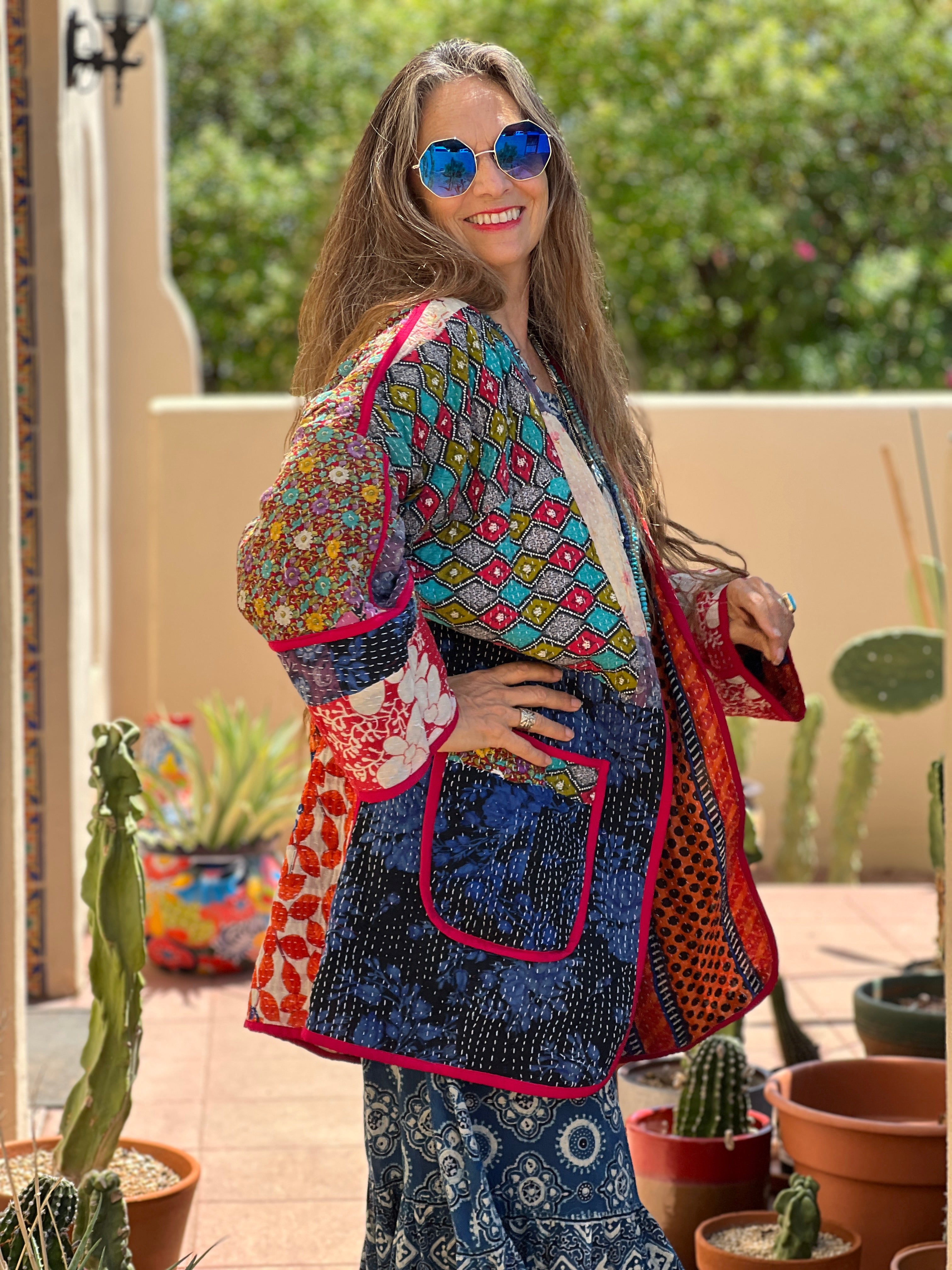 Diu Kantha Quilted Cotton Jacket Reversible One of a Kind