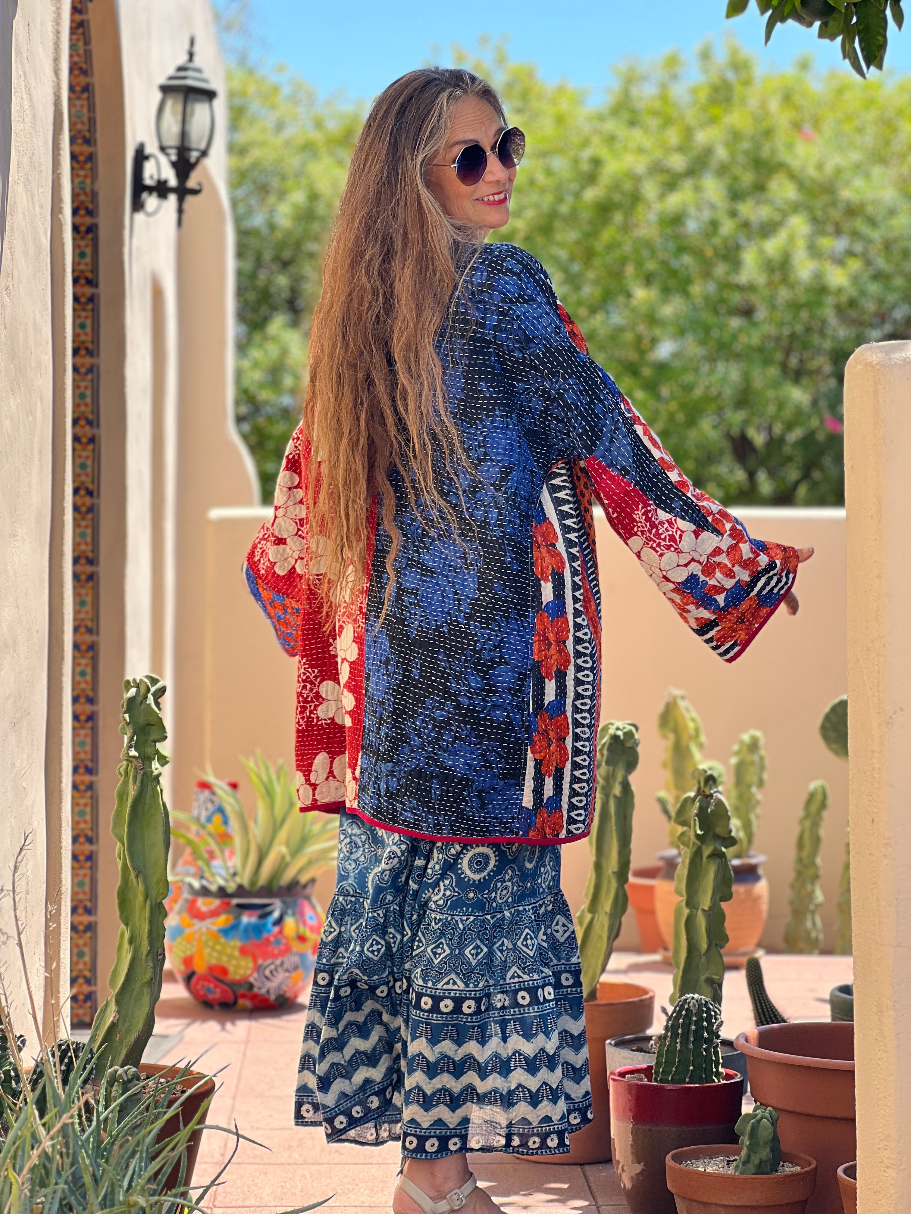 Diu Kantha Quilted Cotton Jacket Reversible One of a Kind