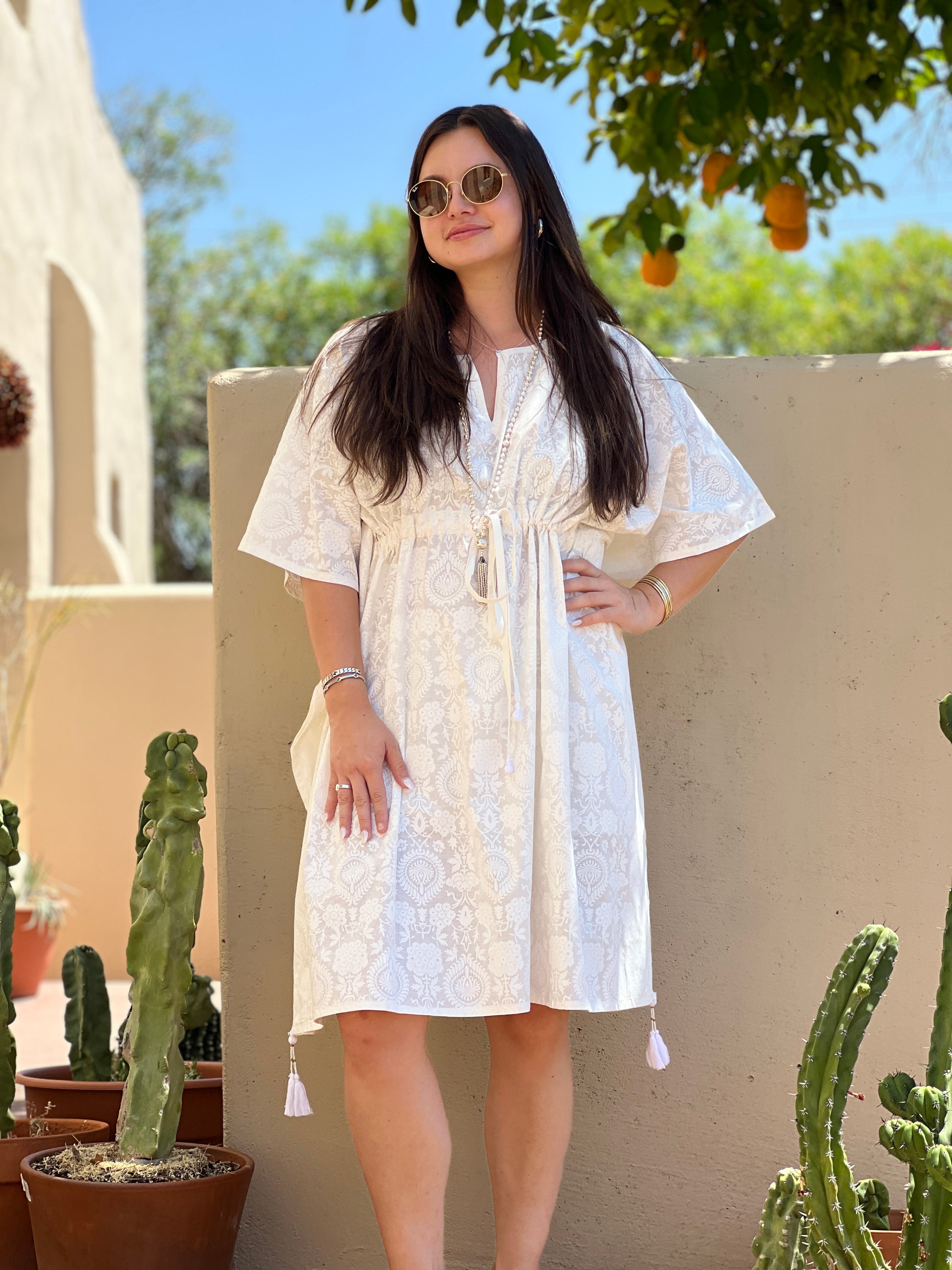 Snow White Midi Kaftan Dress