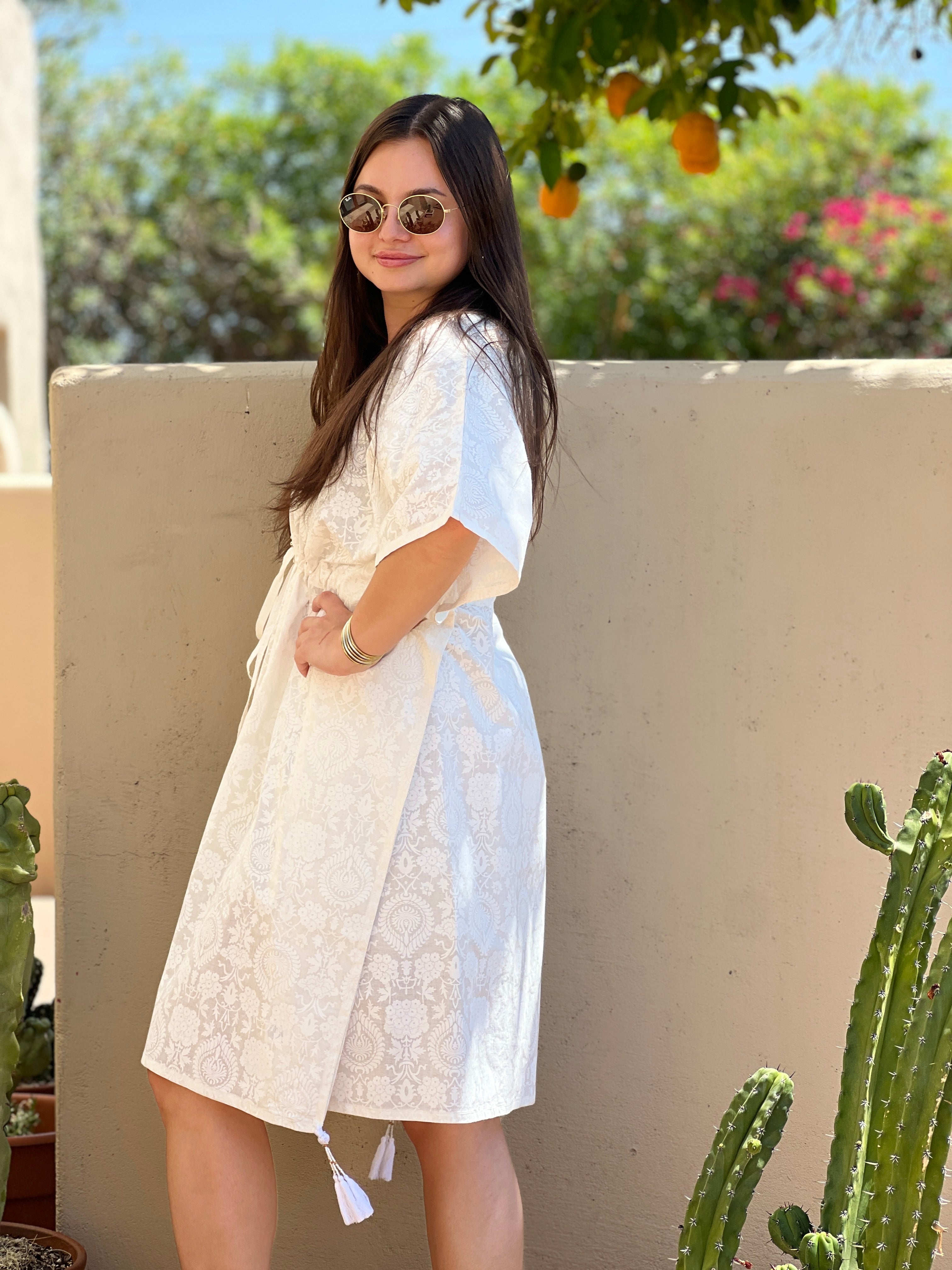 Snow White Midi Kaftan Dress