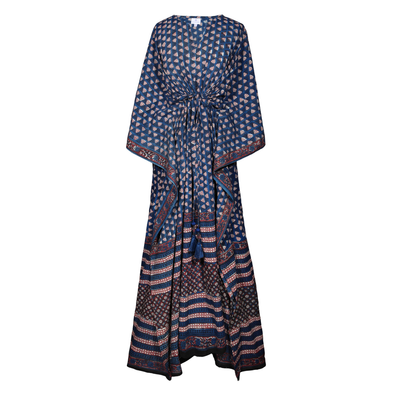 Indira Natural Indigo Maxi Kaftan Dress