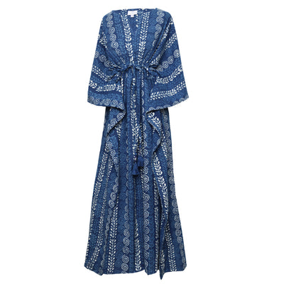 Ipanema Indigo Stripe Maxi Kaftan Dress