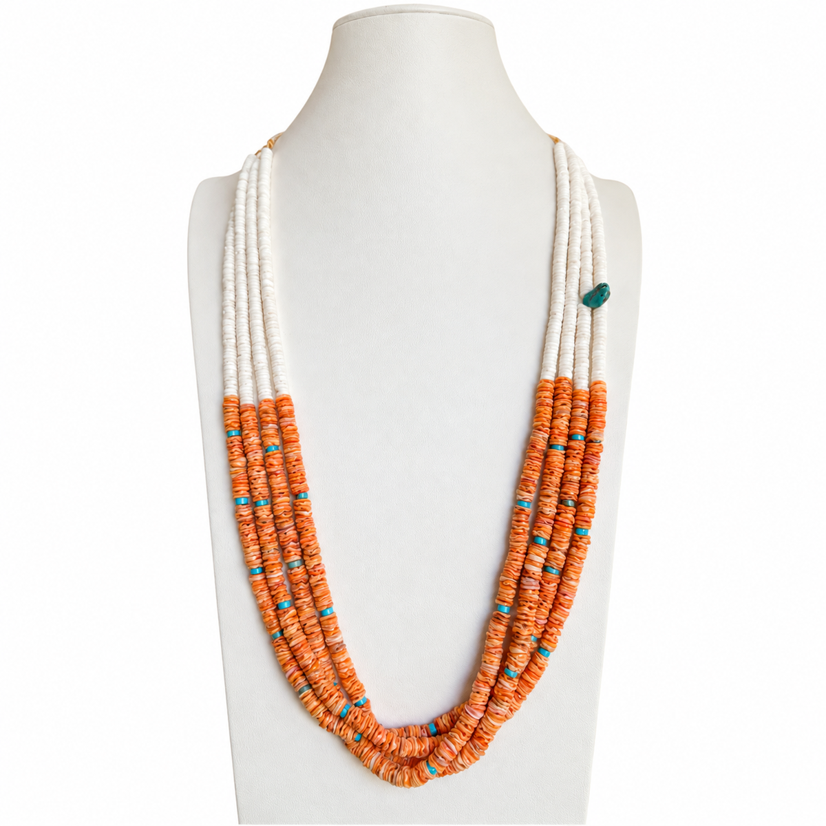 Orange Spiny Oyster and White Clam Shell Necklace Santo Domingo