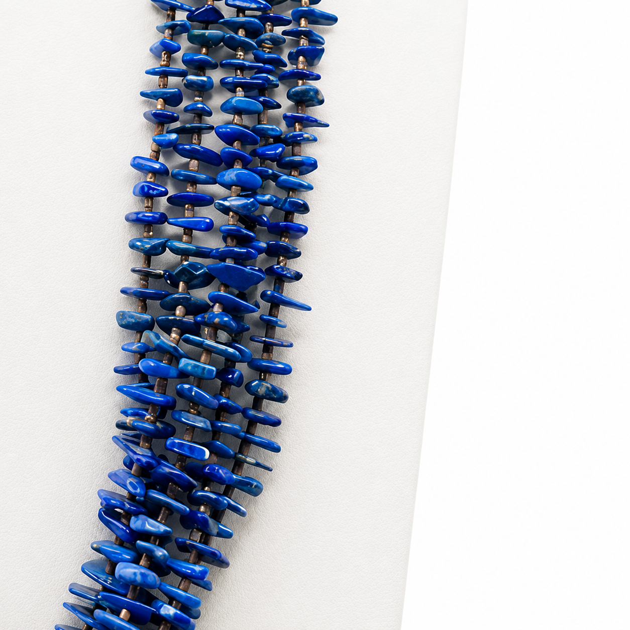 Vintage Lapis and Heishi Shell Necklace Five Strands