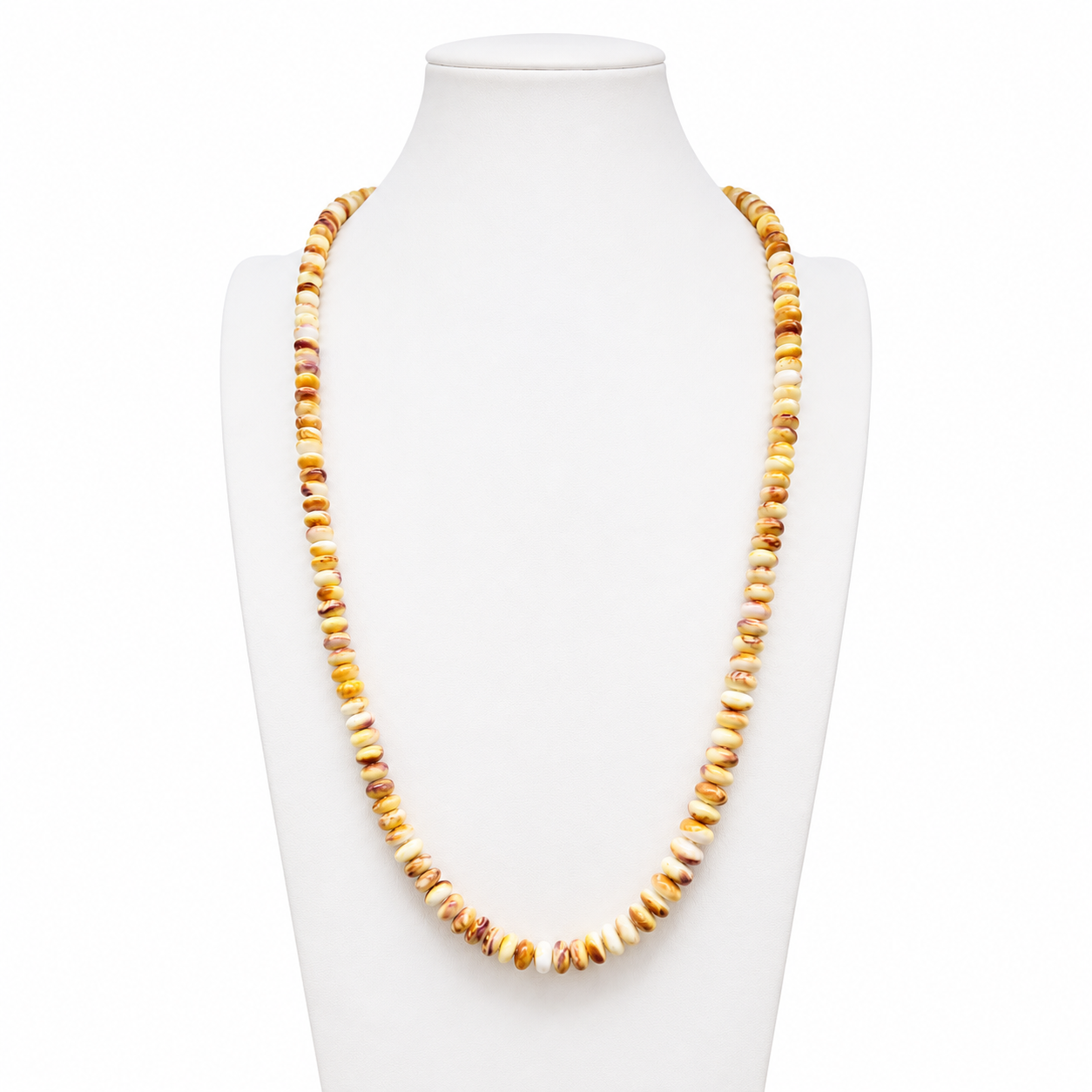 Long Yellow Spiny Oyster Graduated Necklace