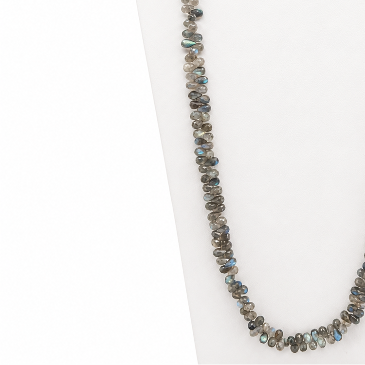 Luminous Labradorite Blue Flash Drop Necklace