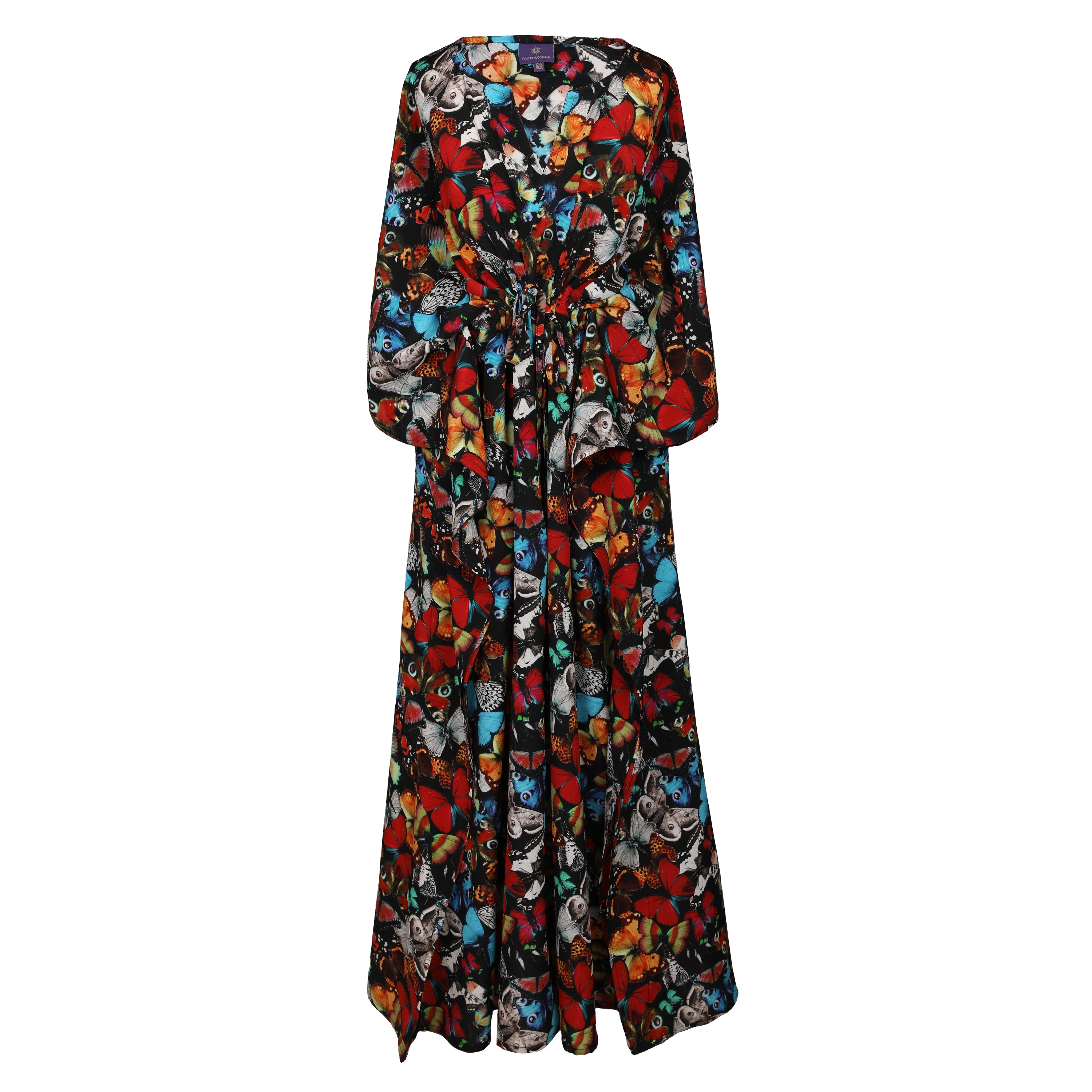 Madama Butterfly Italian Silk Maxi Kaftan Dress