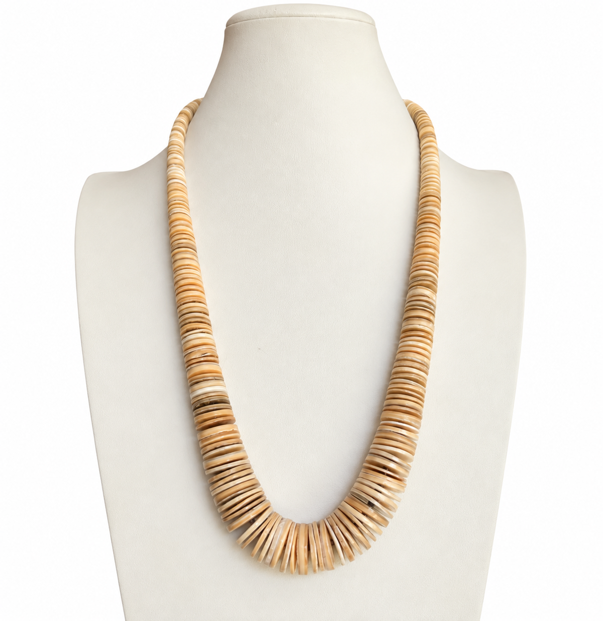 Natural Melon and Heishi Shell Graduated Disc Necklace Santo Domingo