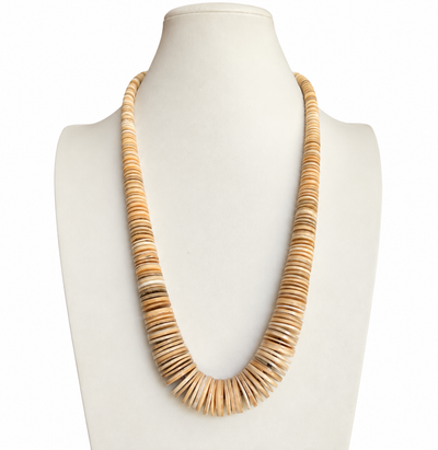 Natural Melon and Heishi Shell Graduated Disc Necklace Santo Domingo