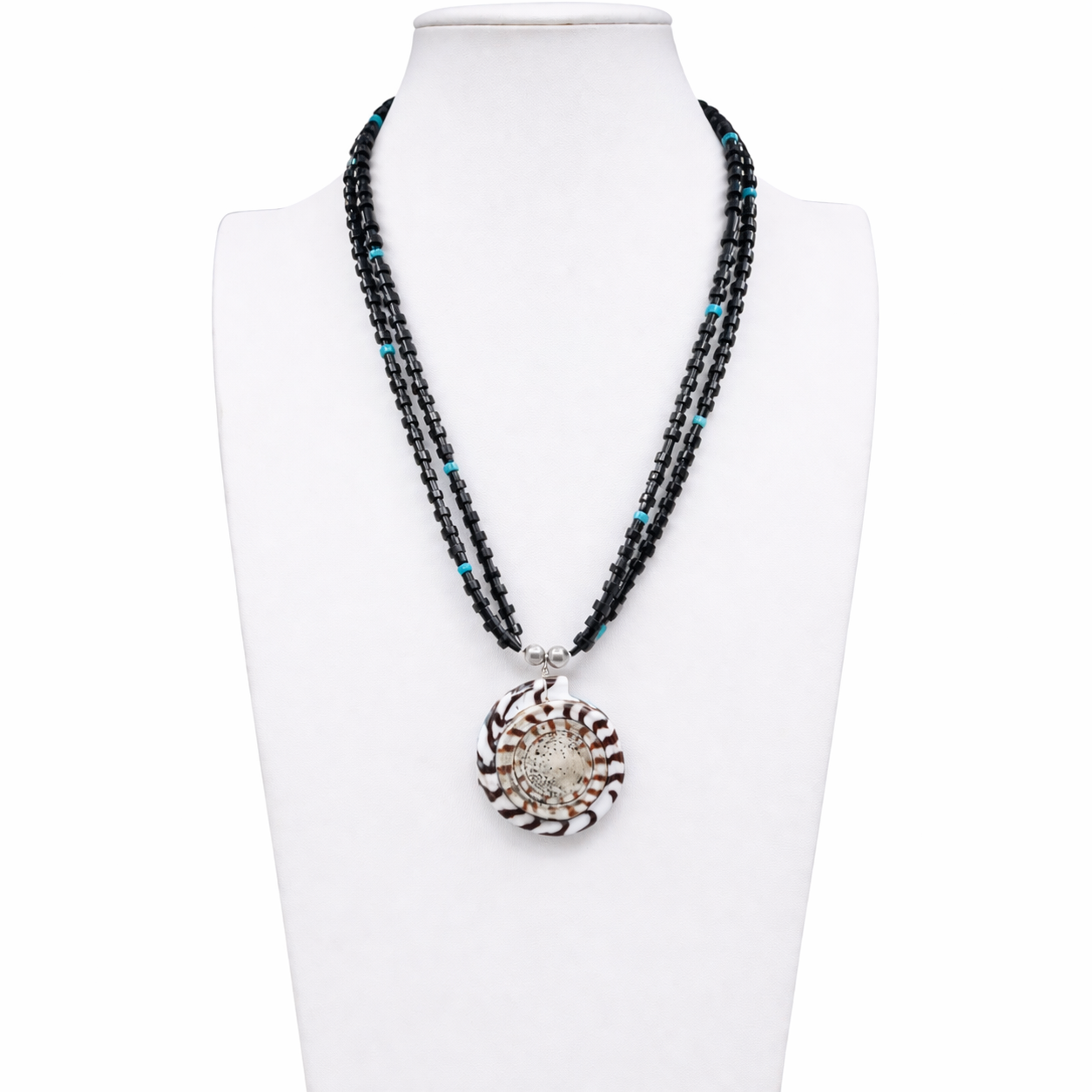 Mosaic Turquoise Inlay Shell Necklace Santo Domingo Reversible