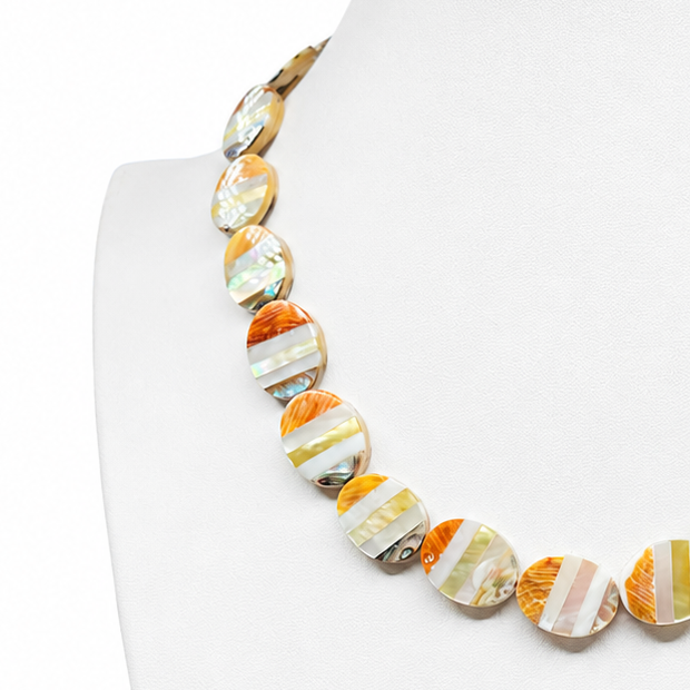 Mother of Pearl, Jasper, and Spiny Oyster Inlay Santo Domingo Necklace