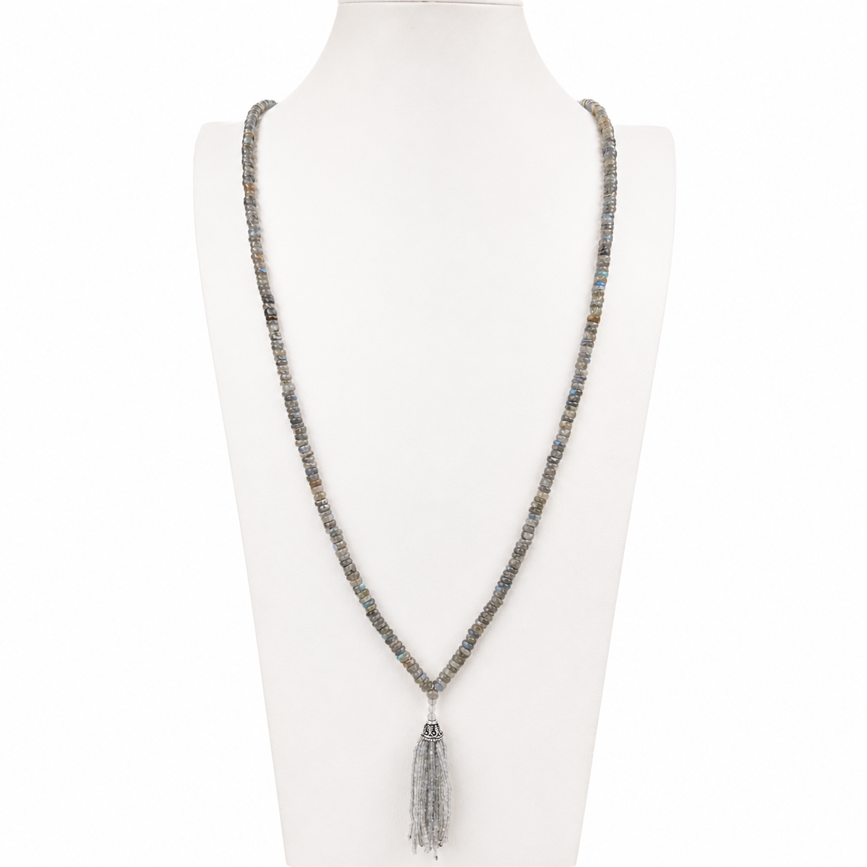 Natural Labradorite Tassel Mala Necklace