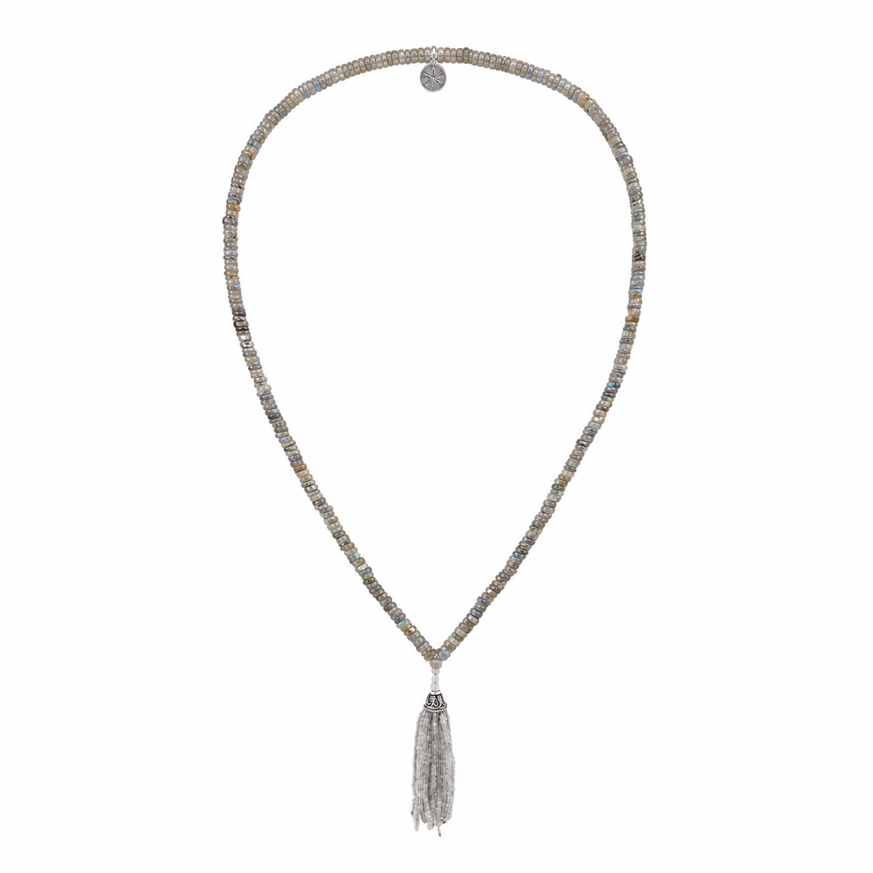 Natural Labradorite Tassel Mala Necklace