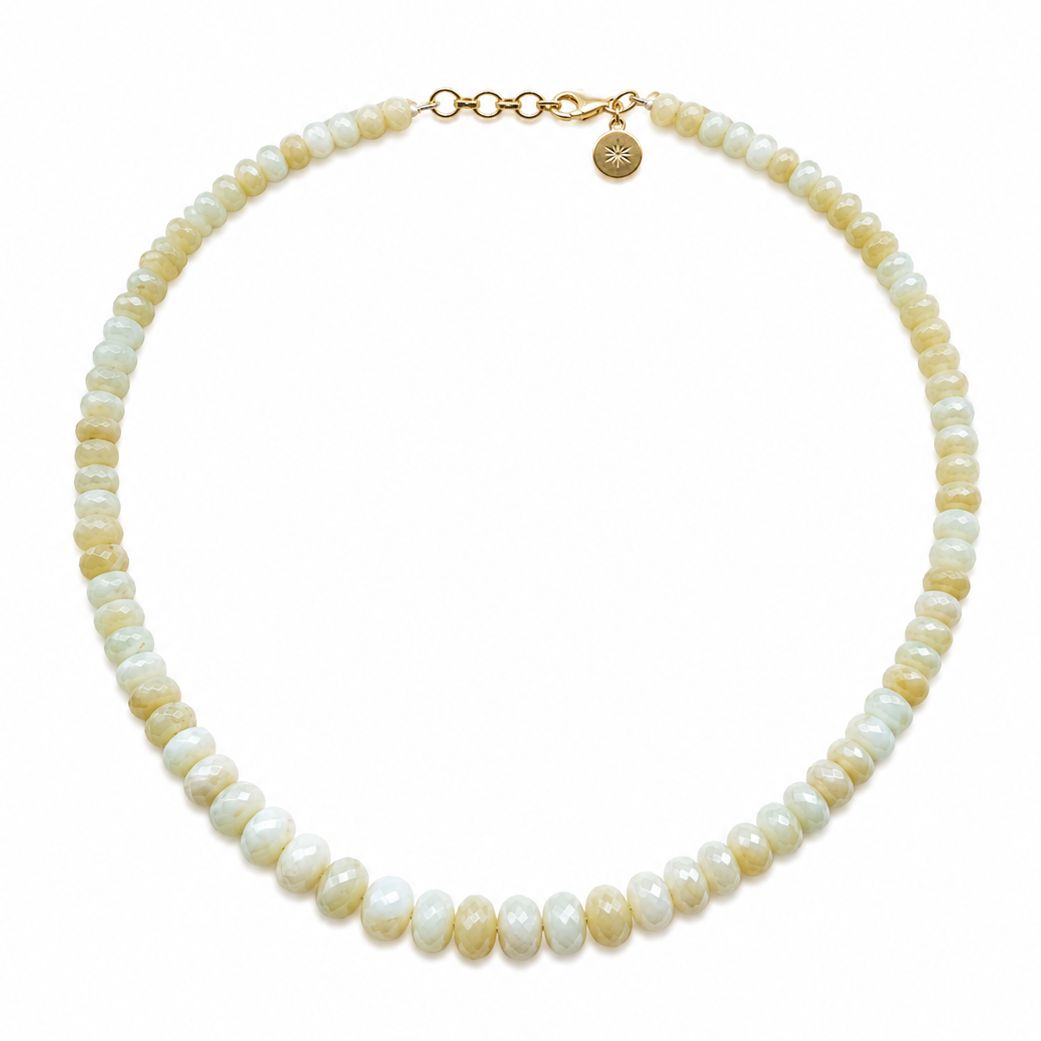 Natural Peruvian Opal Faceted Choker Necklace