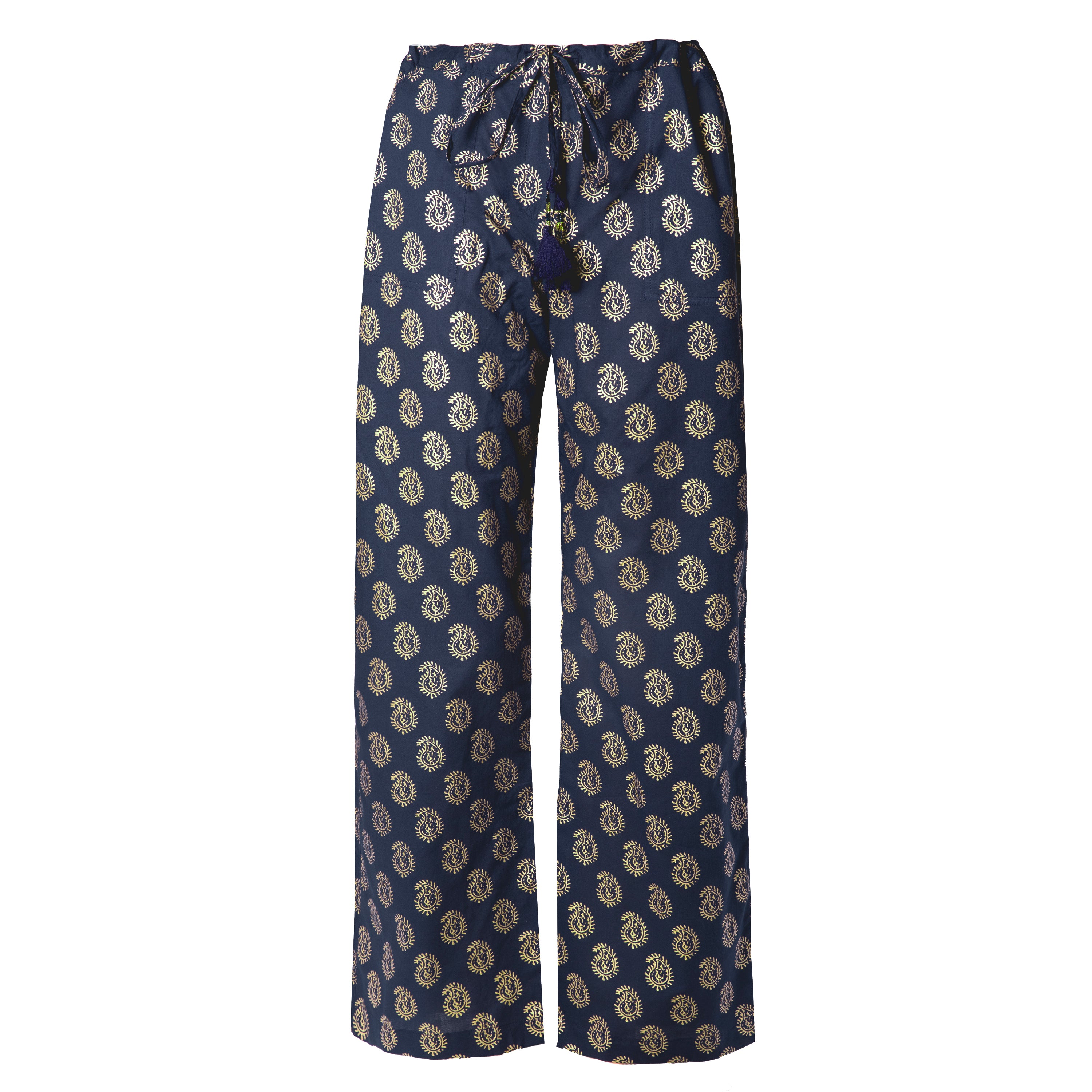 Nefertiti Navy Paisley Cotton Lounge Pant STORE CREDIT ONLY