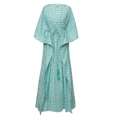 Nina Aqua Maxi Kaftan Dress
