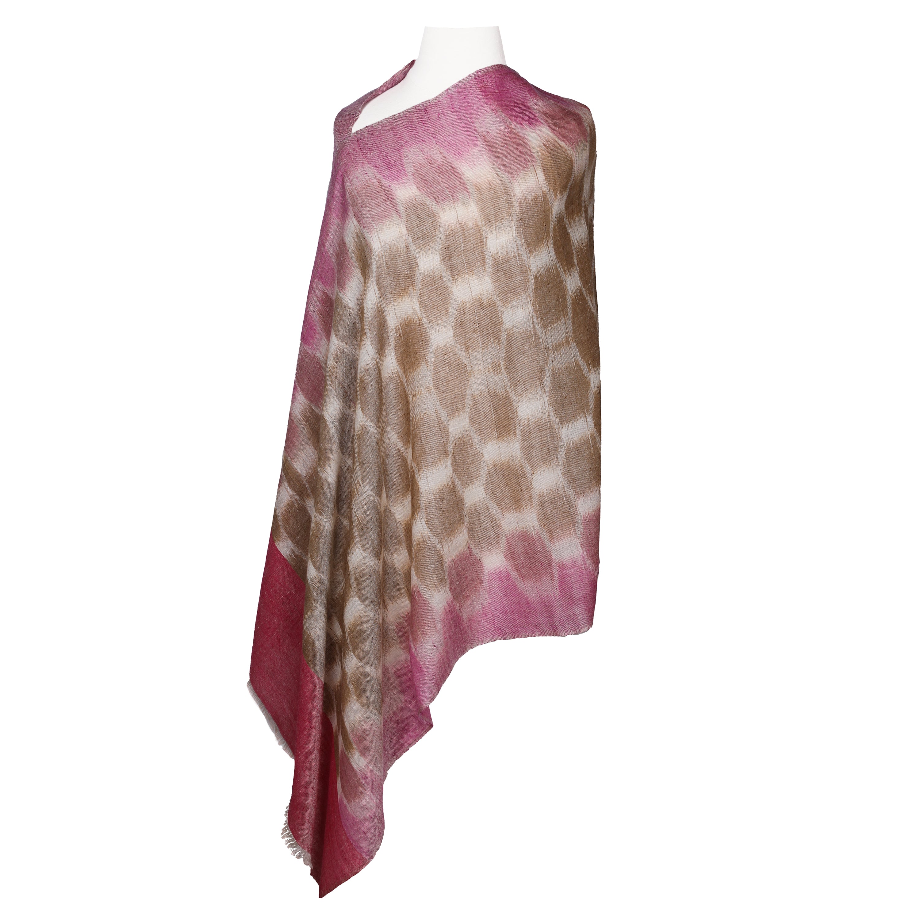 Palace Pink Ikat Pashmina Kashmiri Shawl