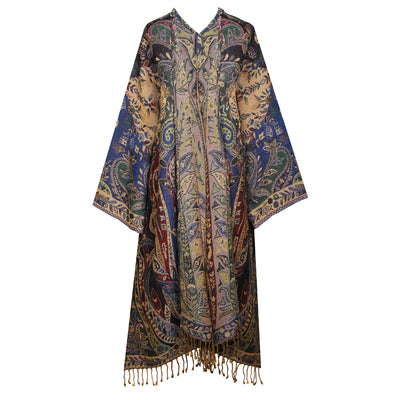 Paola Paisley Boiled Wool Kimono Coat