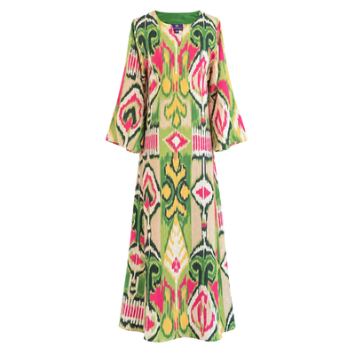 Samarcanda Ikat Italian Silk Long Tunic Dress