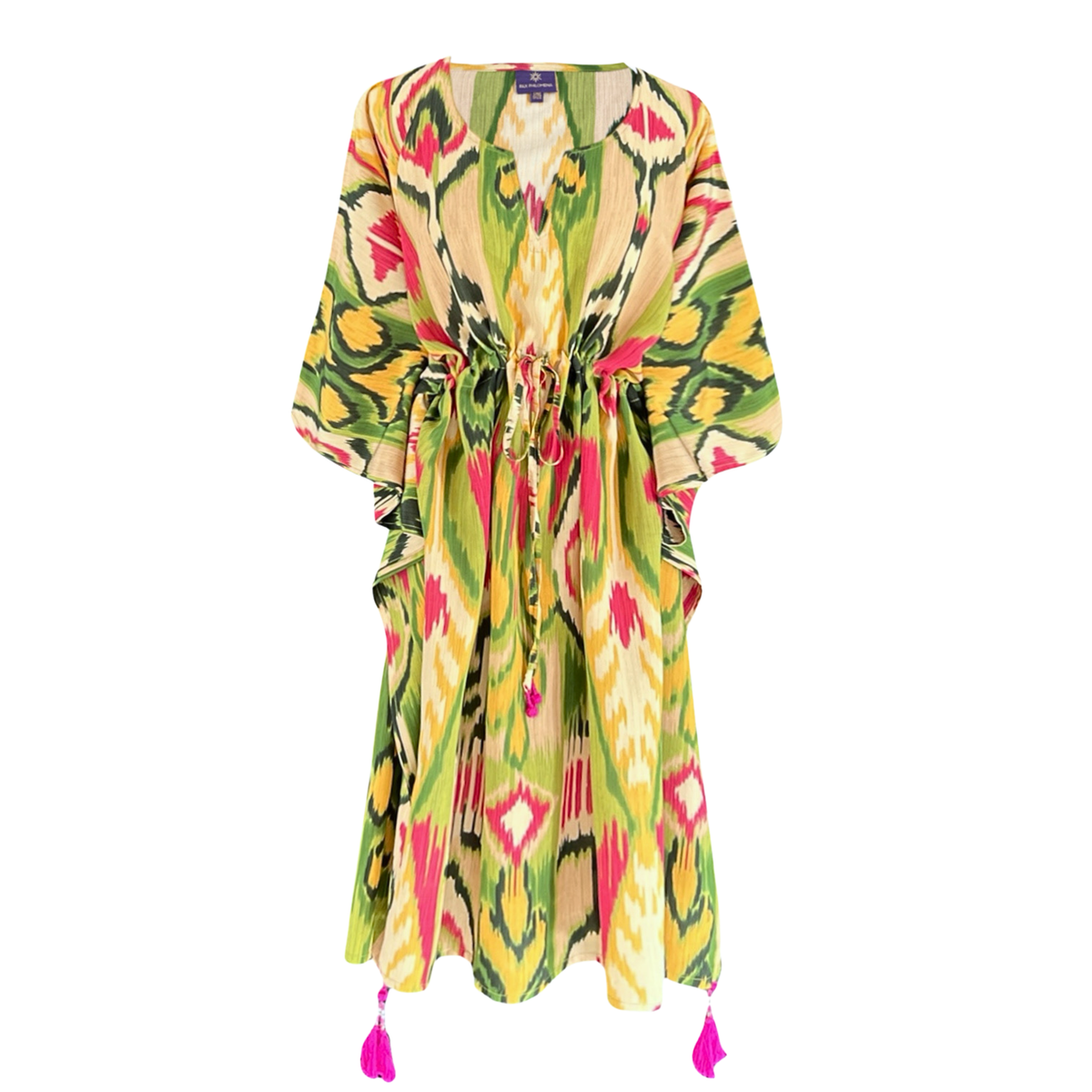 Samarcanda Ikat Italian Silk Midi Kaftan Dress