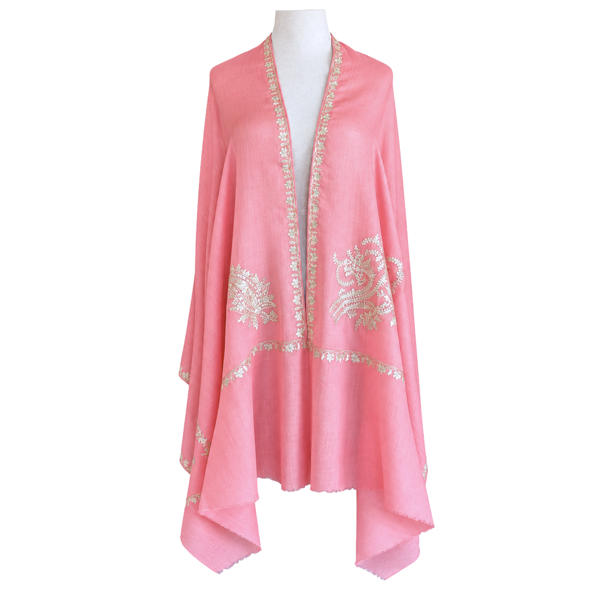 Pink Paisley Kashmiri Pashmina Shawl Embroidered