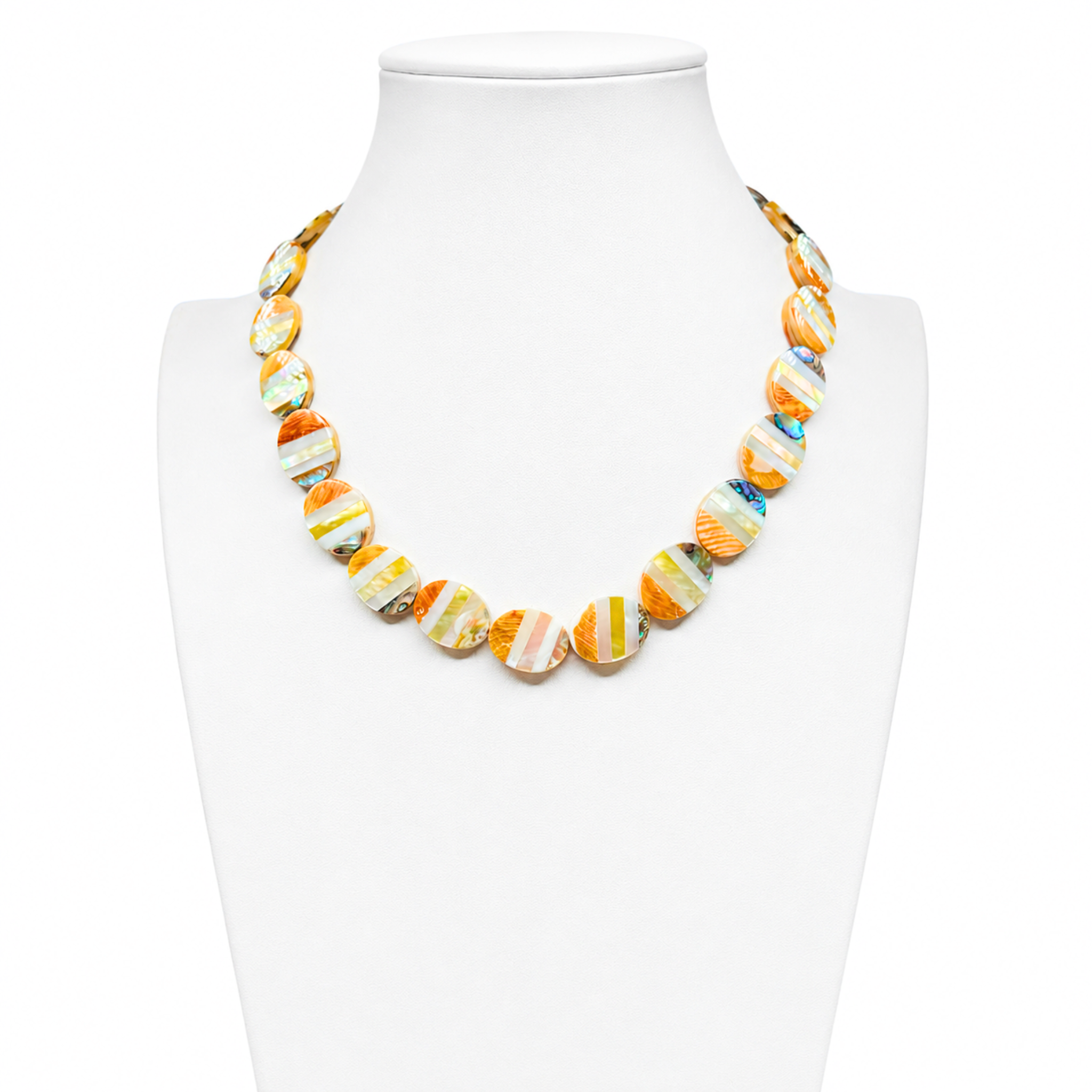 Mother of Pearl, Jasper, and Spiny Oyster Inlay Santo Domingo Necklace