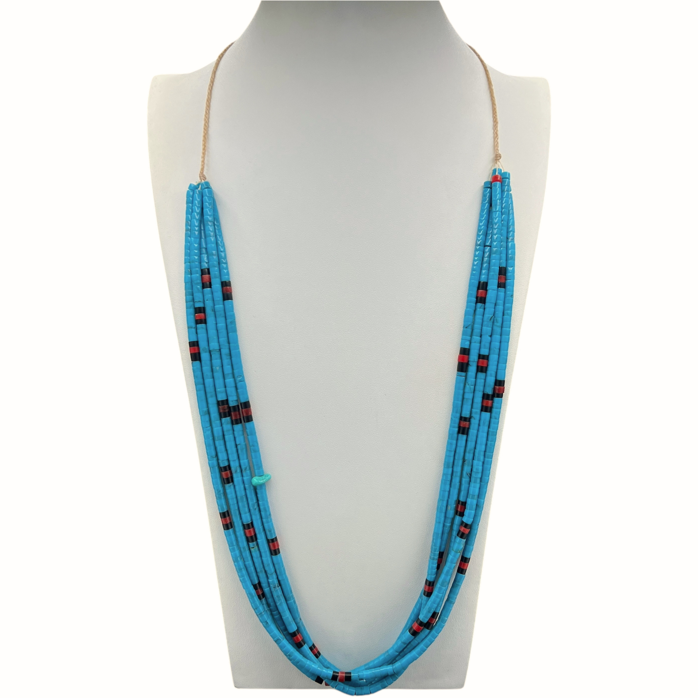 Turquoise, Coral, and Black Jet Necklace Santo Domingo