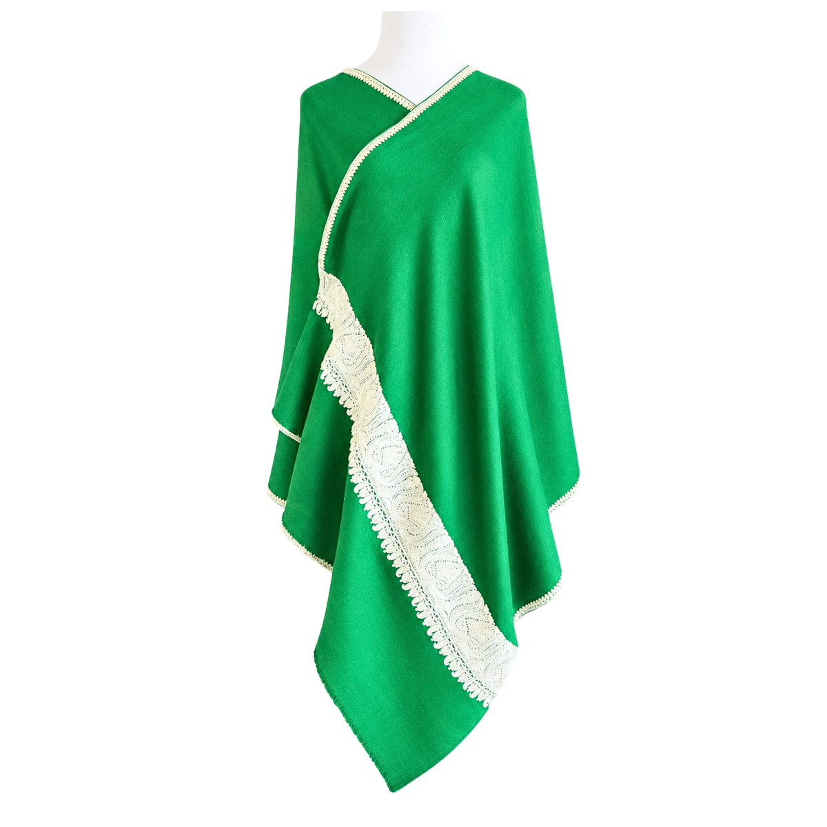 Emerald Green Embroidered Pashmina Shawl