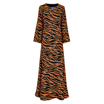 Princeton Panthera Tigris Italian Silk Long Tunic Dress