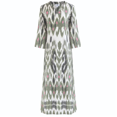 Chirchiq Grey and Pink Long Cotton Ikat tunic One of a Kind