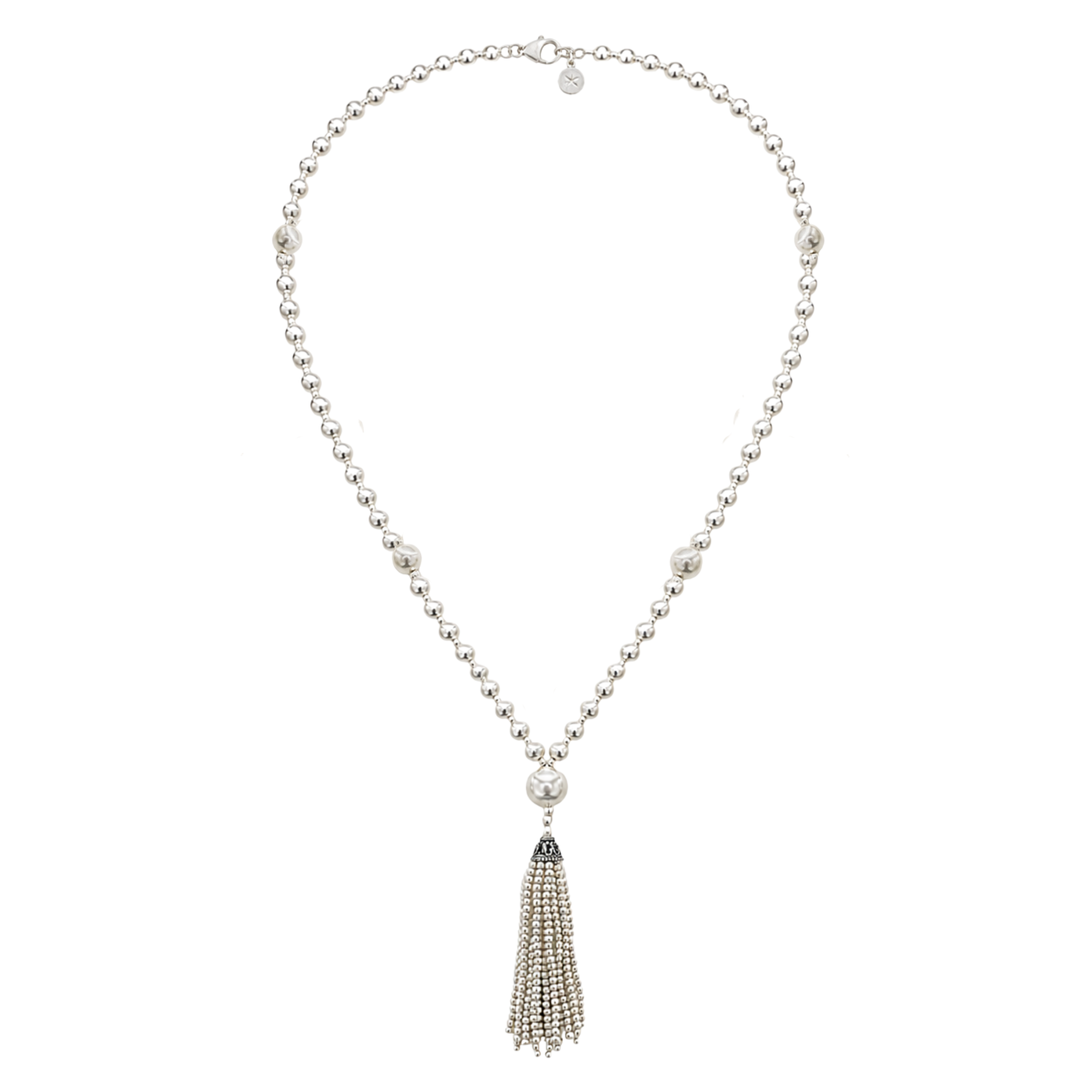 Pure Silver Mini Mala Tassel Necklace