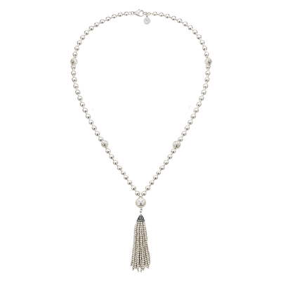 Pure Silver Mini Mala Tassel Necklace