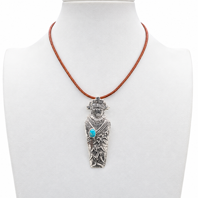 Navajo Silver and Sleeping Beauty Turquoise Corn Maiden Necklace