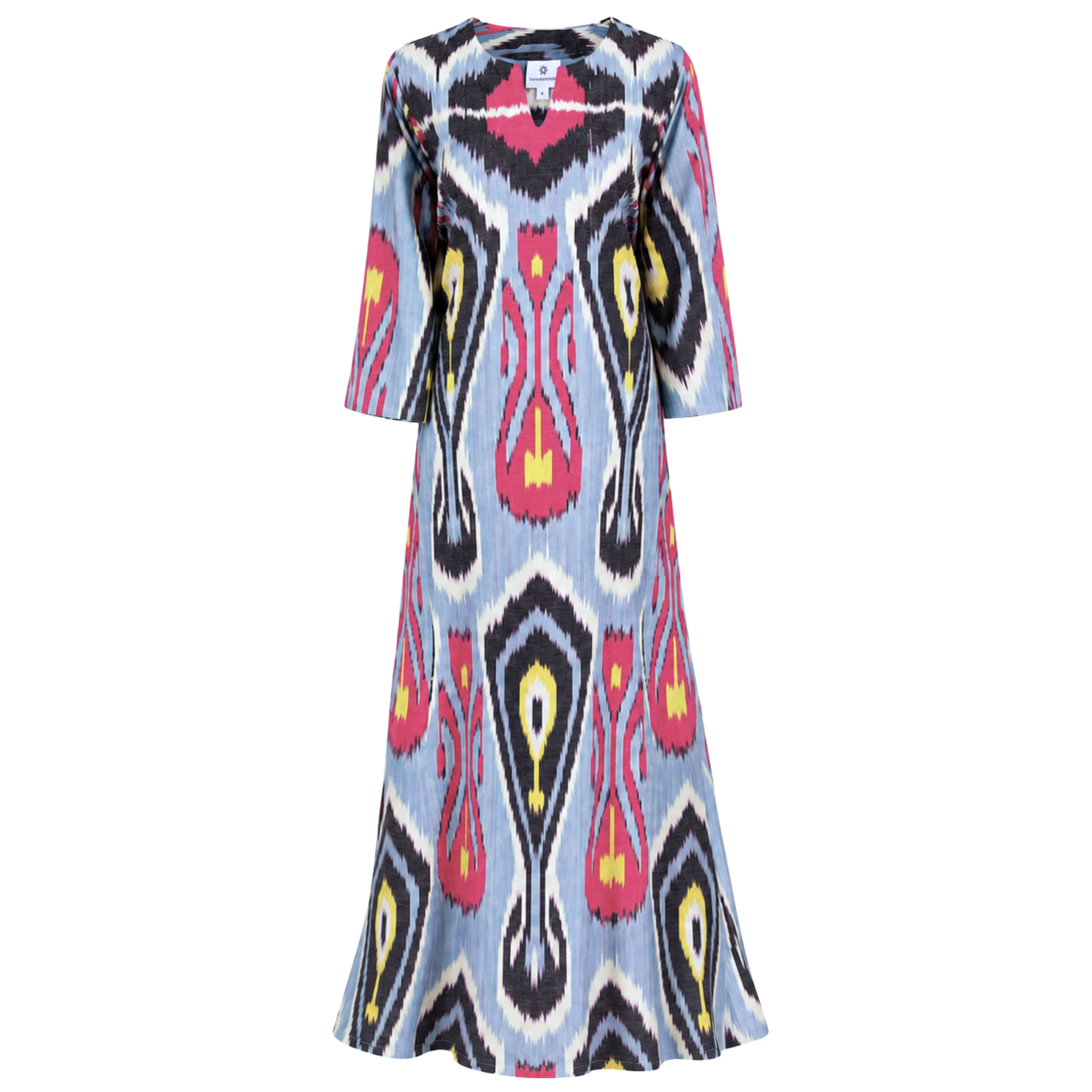 Andijan Pink and Azzurro Ikat Long Cotton Tunic Only One Available