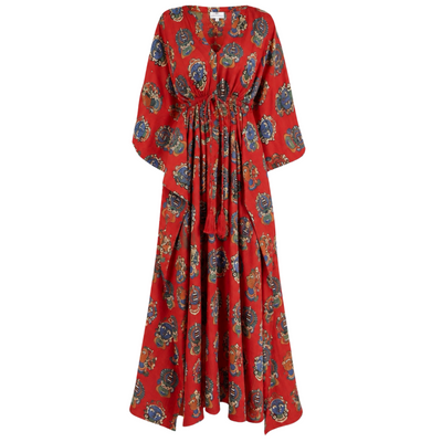 Red Goddess Ammavari Maxi Kaftan Dress