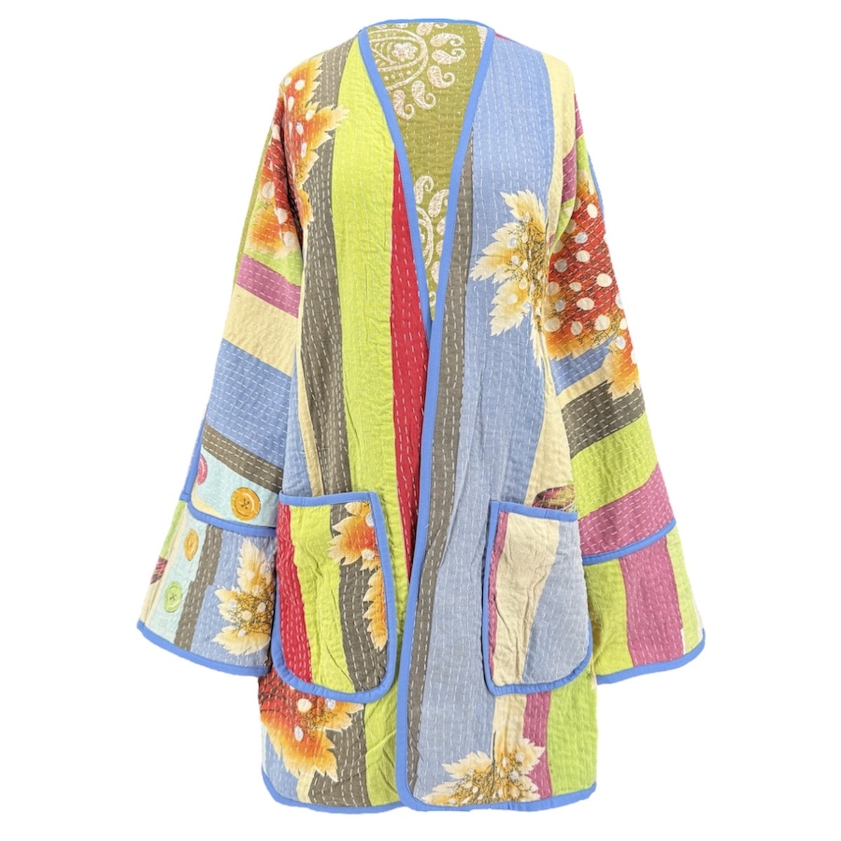 Juhu Kantha Quilted Cotton Jacket Reversible One of a Kind