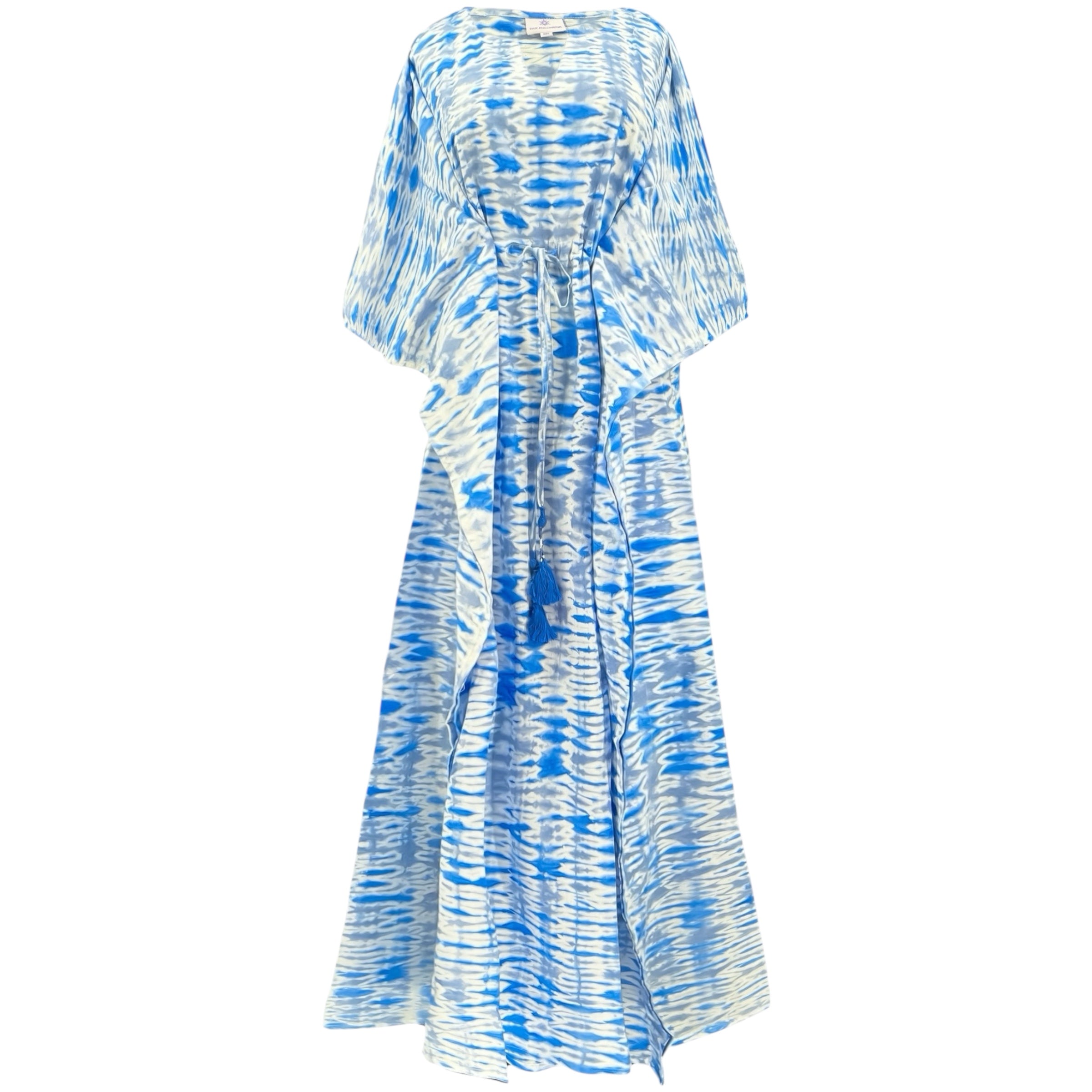 Baby Blue Shibori Maxi Kaftan Dress